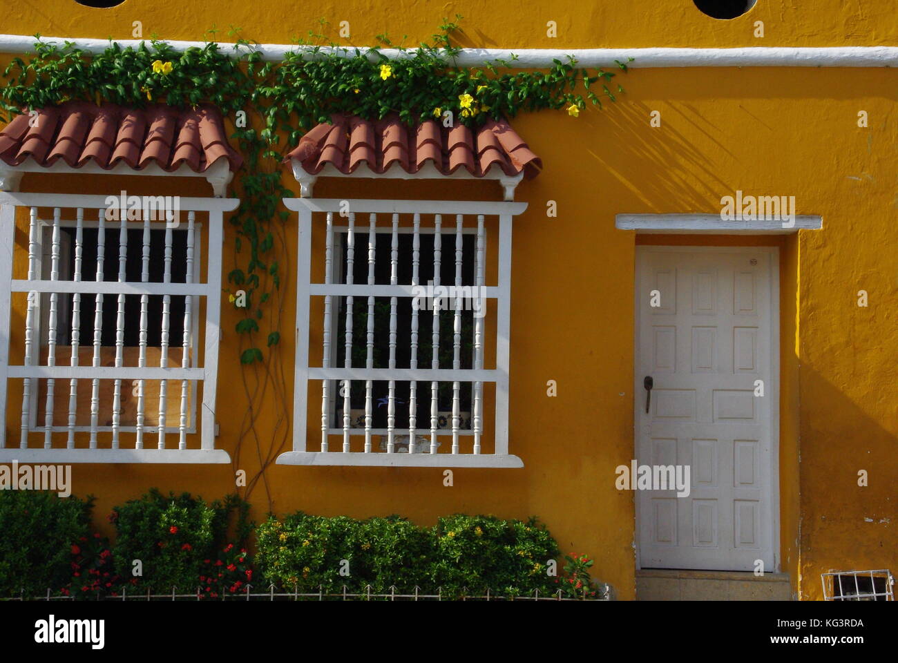 Buntes Haus in Getsemani, Cartagena, Kolumbien Stockfoto