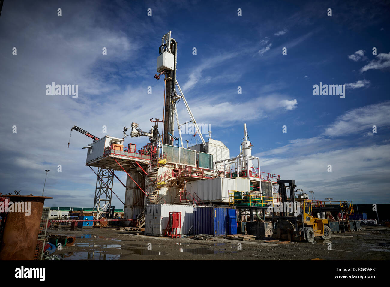 Fracking Firma Cuadrilla bohren für Shale Gas in Lancashire, dargestellt die Bohranlage Stockfoto