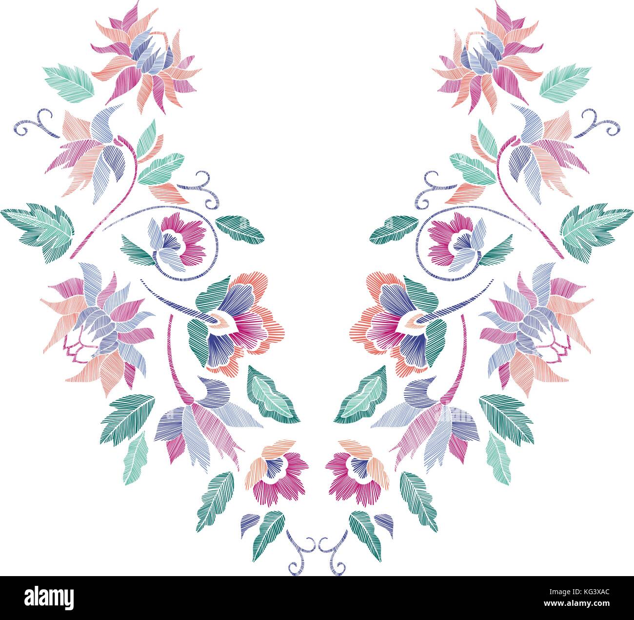 Florale Muster, Ausschnitt Designs. Vector Illustration Hand gezeichnet. fantasy Blumen Stickmuster. Stock Vektor