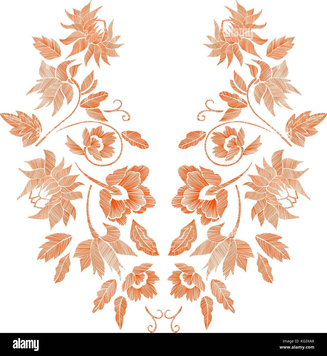 Florale Muster, Ausschnitt Designs. Vector Illustration Hand gezeichnet. fantasy Blumen Stickmuster. Stock Vektor