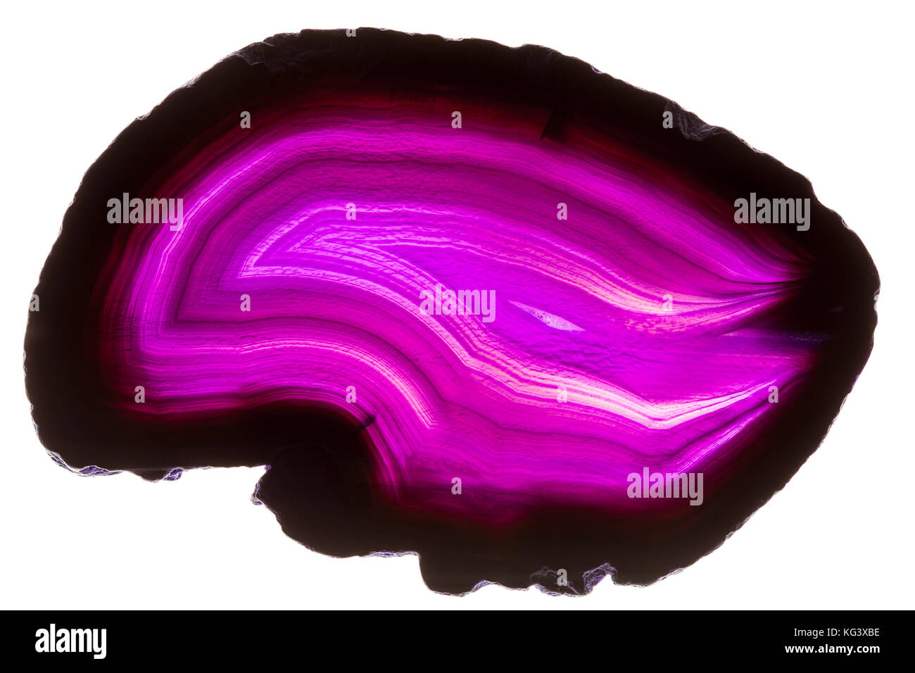 Zusammenfassung Hintergrund - rosa Achat mineral Querschnitt auf weißem Hintergrund Stockfoto