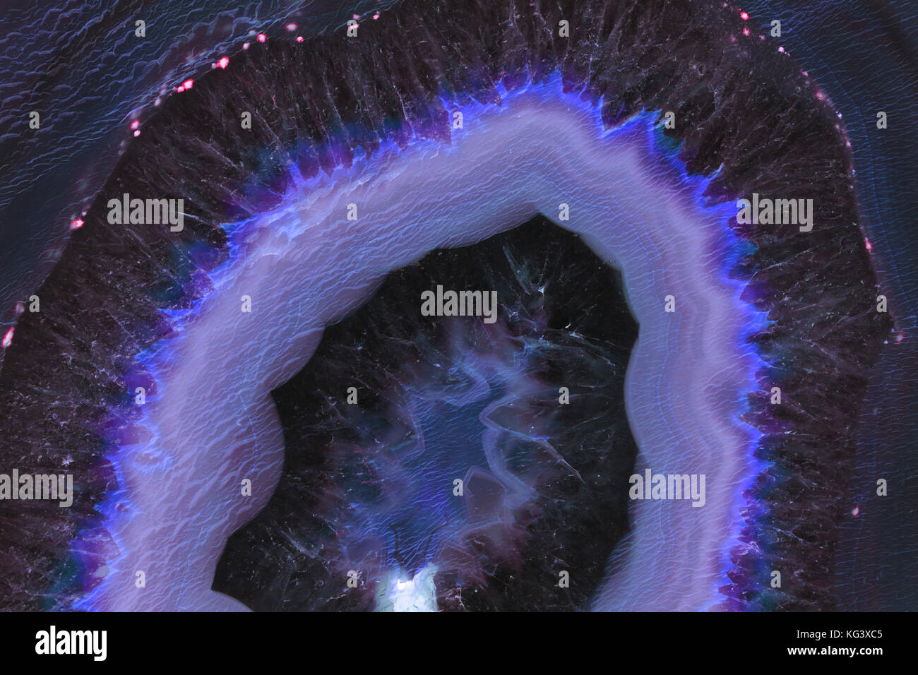 Zusammenfassung Hintergrund - blauer Achat mineral Querschnitt Stockfoto