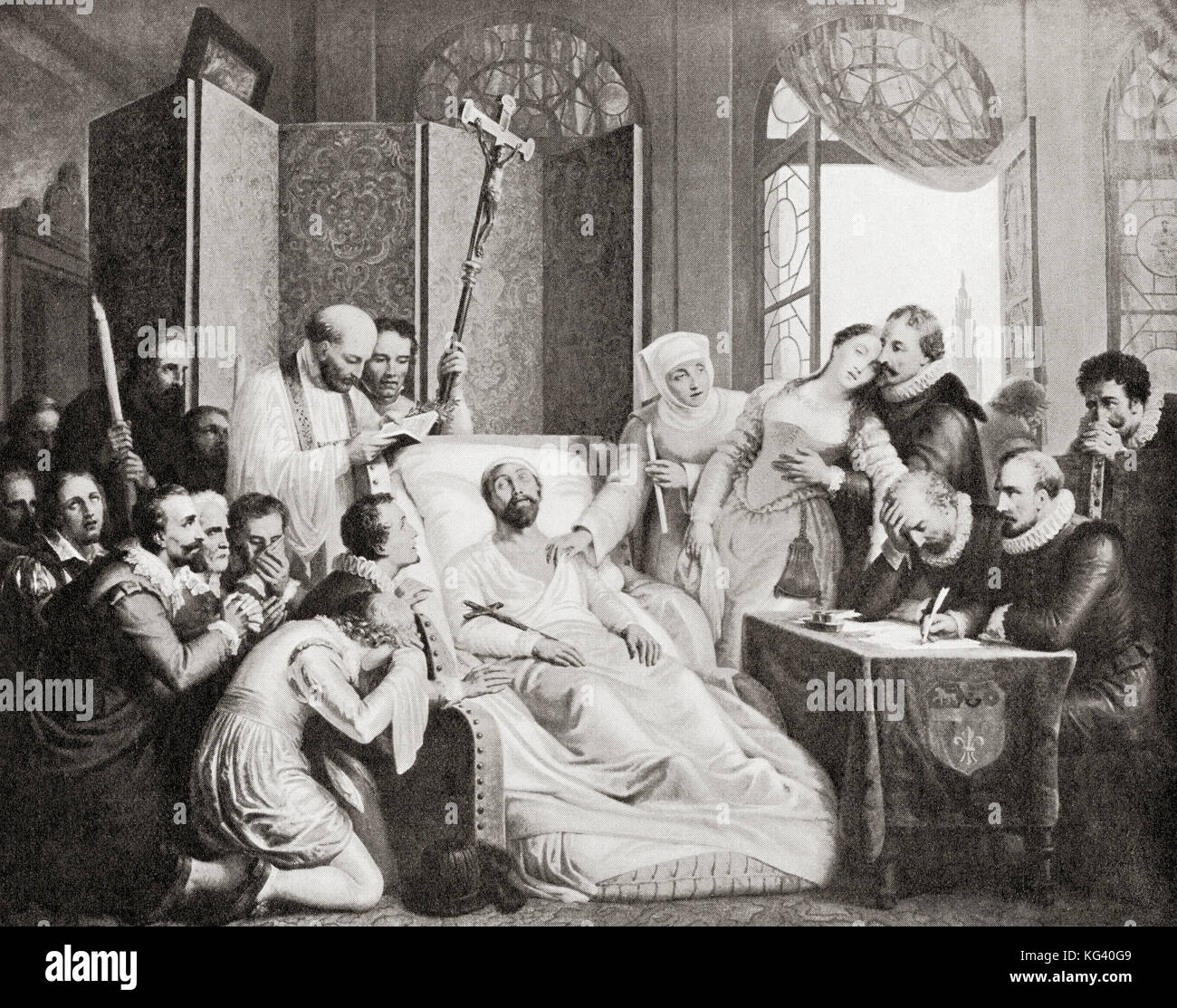 Der Tod von Rubens. Sir Peter Paul Rubens, 1577–1640. Flämischer Künstler. Aus Hutchinsons Geschichte der Nationen, veröffentlicht 1915. Stockfoto