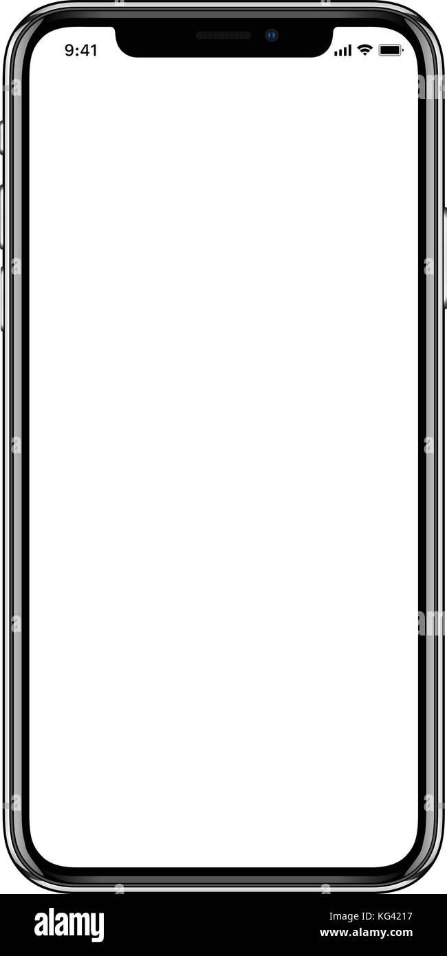 Realistische weiße schlankes Smartphone Technologie Bildschirm isoliert. Neue Version. Vorderansicht mit weißer Anzeige. Hohe detail Gerät mockup separate Gruppen und Stock Vektor