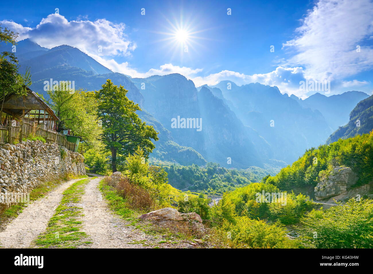 Theth Valley National Park, Shkodra, Albanischen Alpen, Albanien Stockfoto