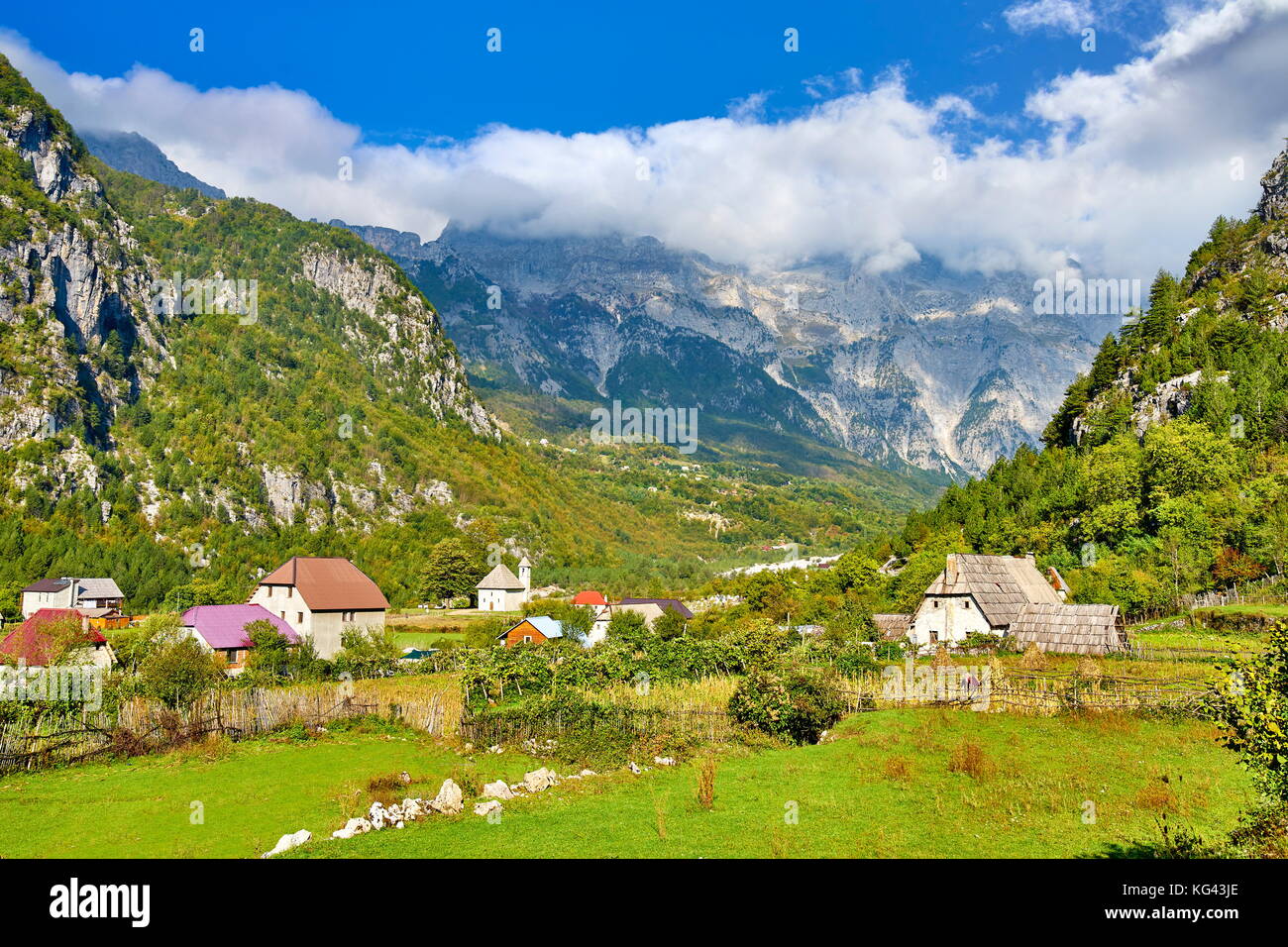 Theth Valley National Park, Shkodra, Balkan, Albanien Stockfoto