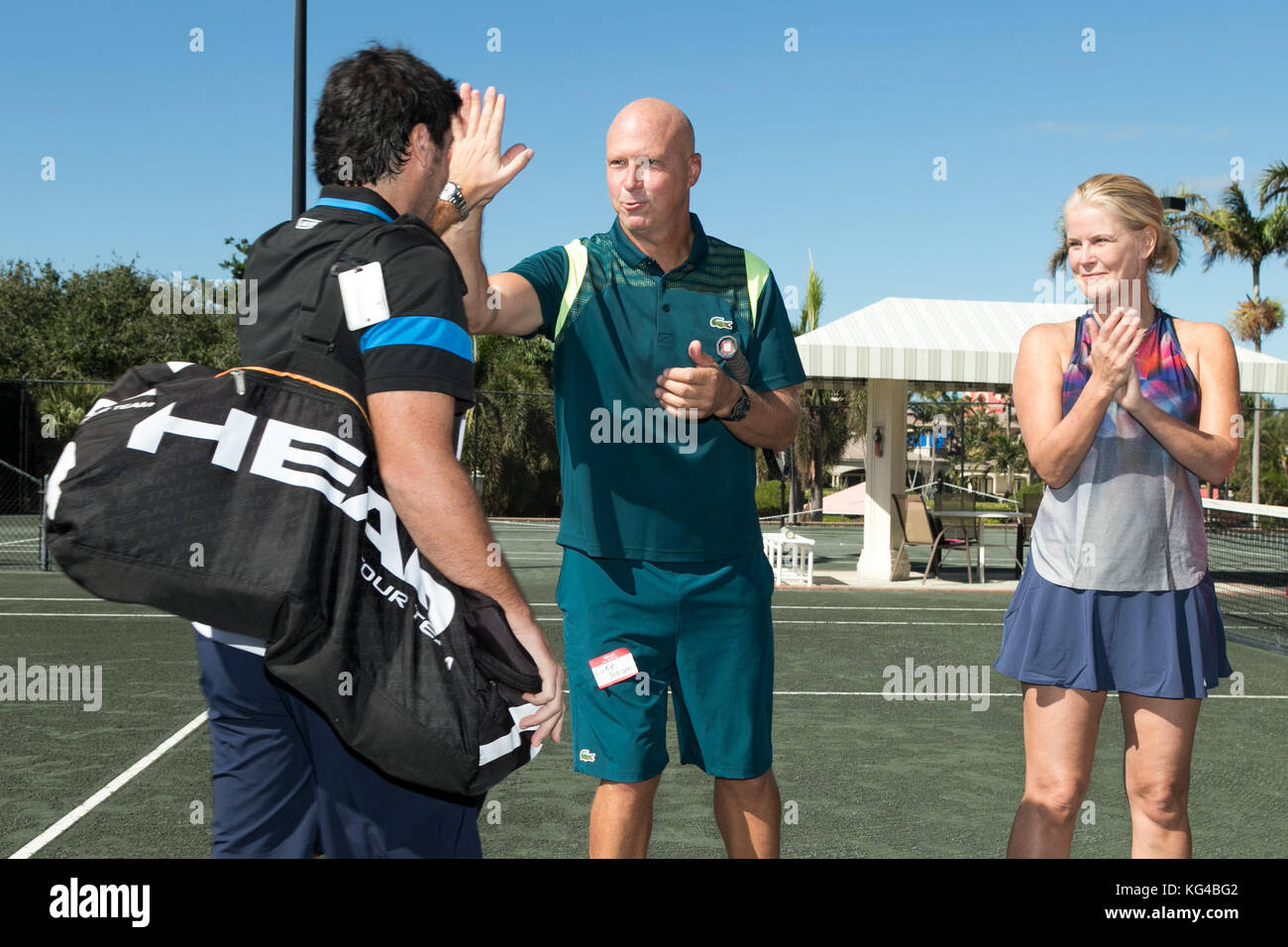 Boca Raton, FL, USA. Nov. 2017. Sebastien Grosjean, Luke Jensen spielt Tennis im Boca Raton Resort Tennis Center für das 27. Jährliche Chris Evert/Raymond James Pro-Celebrity Tennis Classic, am 3. November 2017 in Boca Raton, Florida. Personen: Sebastien Grosjean, Luke Jensen Transmission Ref: MNC007 Credit: HoO Me.Com/Media Punch/Alamy Live News Stockfoto