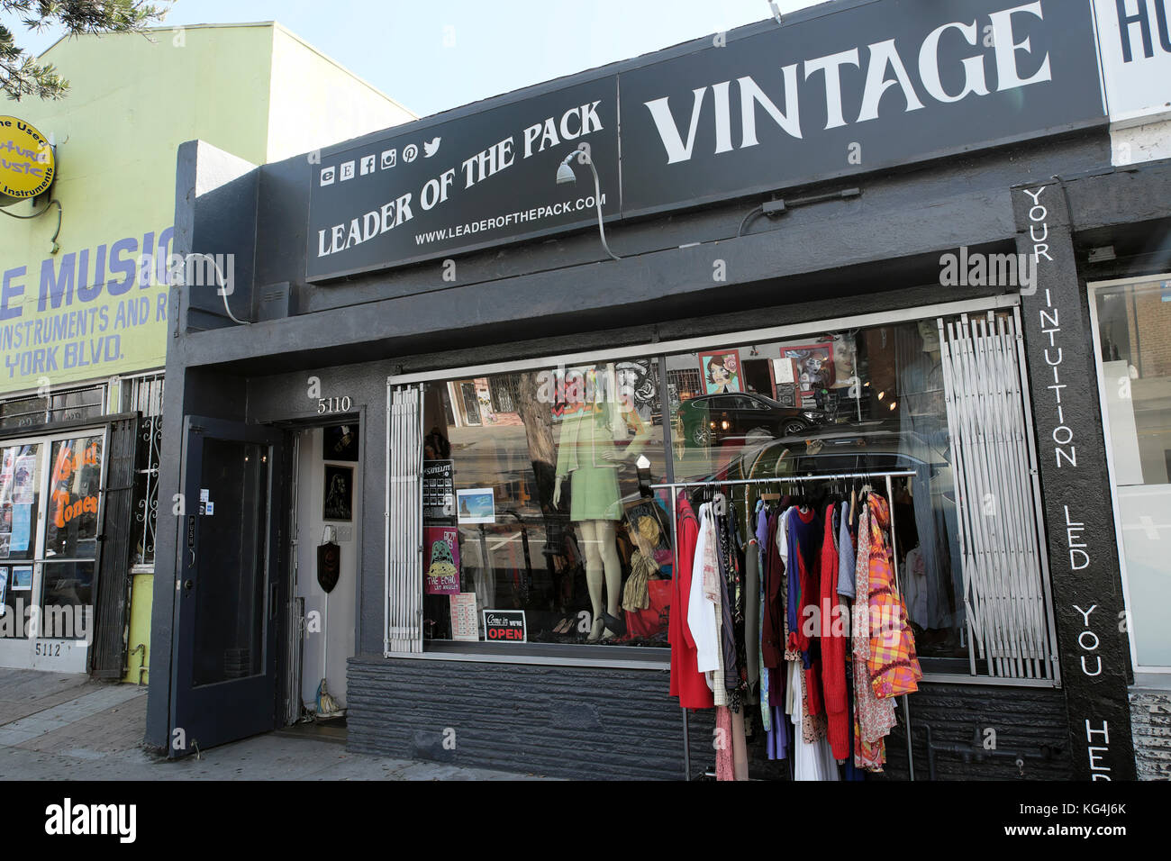 Außenansicht der "Führer des Satzes 'Vintage Clothing Store auf York Boulevard in Highland Park, Los Angeles Kalifornien KATHY DEWITT Stockfoto