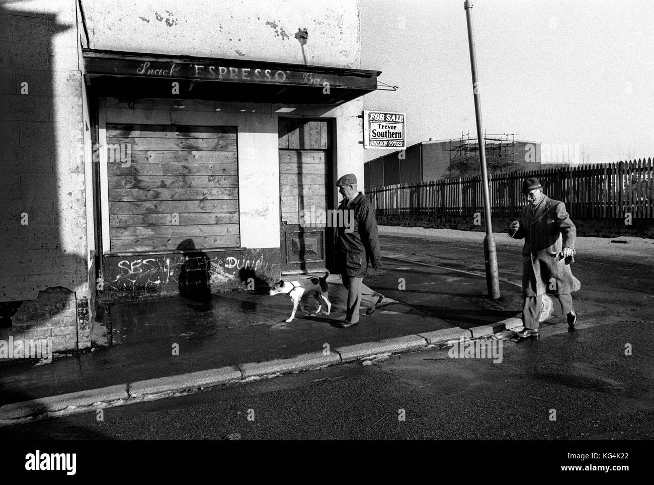 Shildon in der Grafschaft Durham 1986 s. Einmal eine Stadt bekannt als "Wiege der Eisenbahnen". 1984 railworks collaped und Links ist eine Gemeinschaft von Arbeitslosigkeit und wirtschaftlicher Niedergang für das nächste Jahrzehnt. Stockfoto