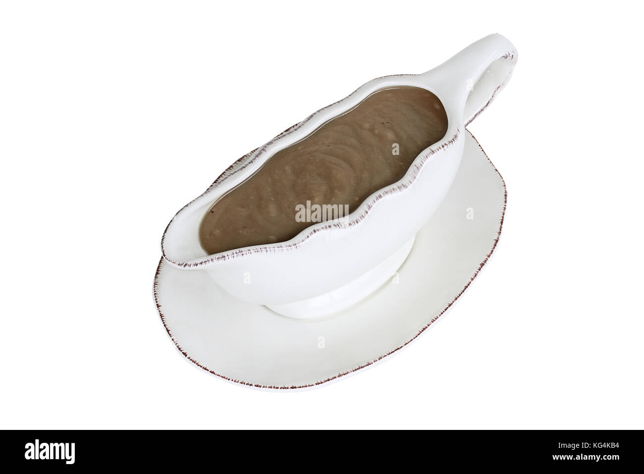 Isolierte Soße Boot über weißen Hintergrund für Thanksgiving Day bereit. Beschneidungspfad enthalten. Stockfoto