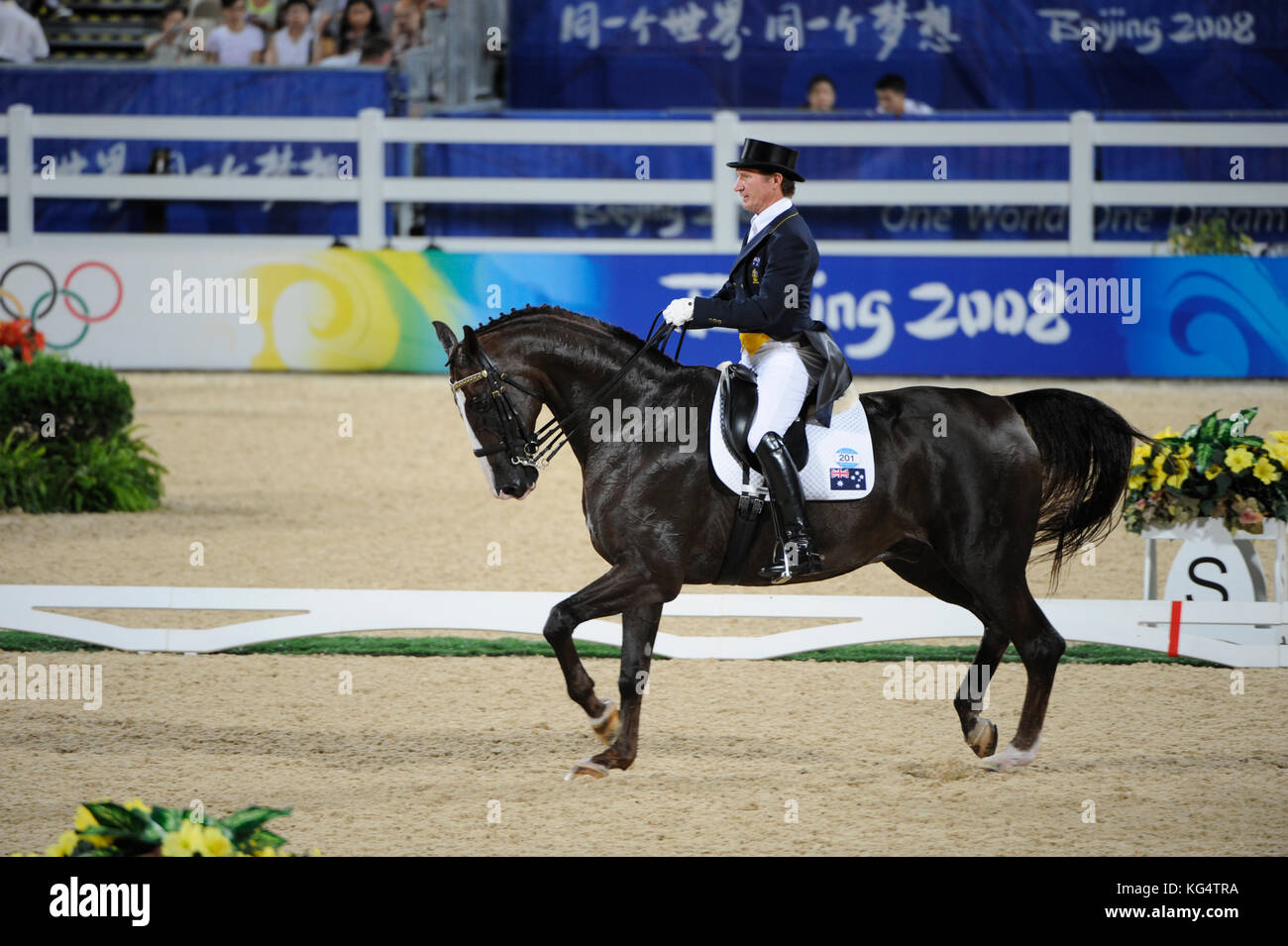 Olympische Spiele 2008, Hong Kong (Peking Spiele) August 2008, Heide Ryan (AUS), Dundee, Dressur Grand Prix Stockfoto