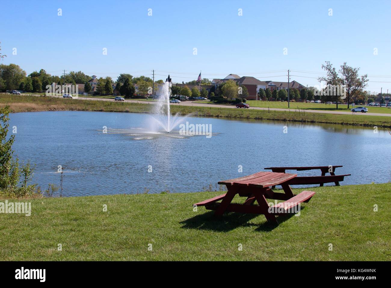Der schöne Tag in den Parks und die Natur im Wechsel von Sommer bis Herbst. Stockfoto