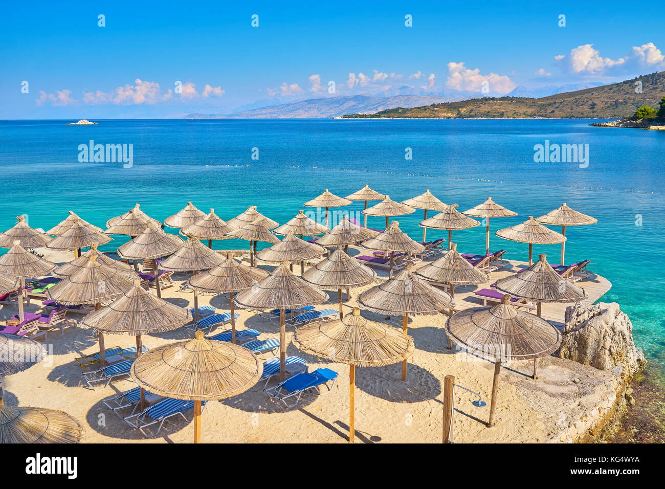Albanien Sarande Strand, albanische Riviera Stockfoto