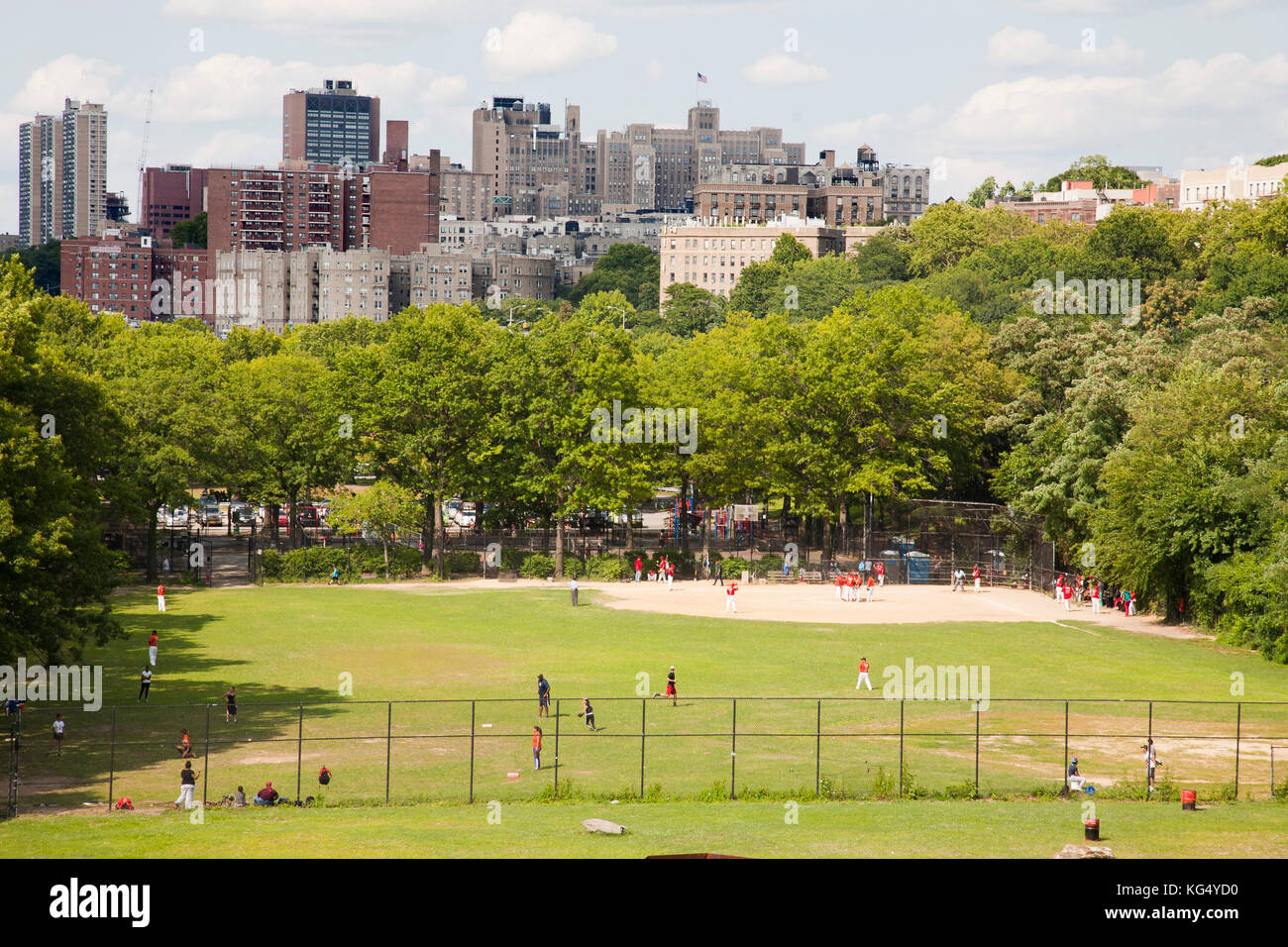 Baseballspiele, Greenway, Riverside Park, New York, USA, Amerika Stockfoto