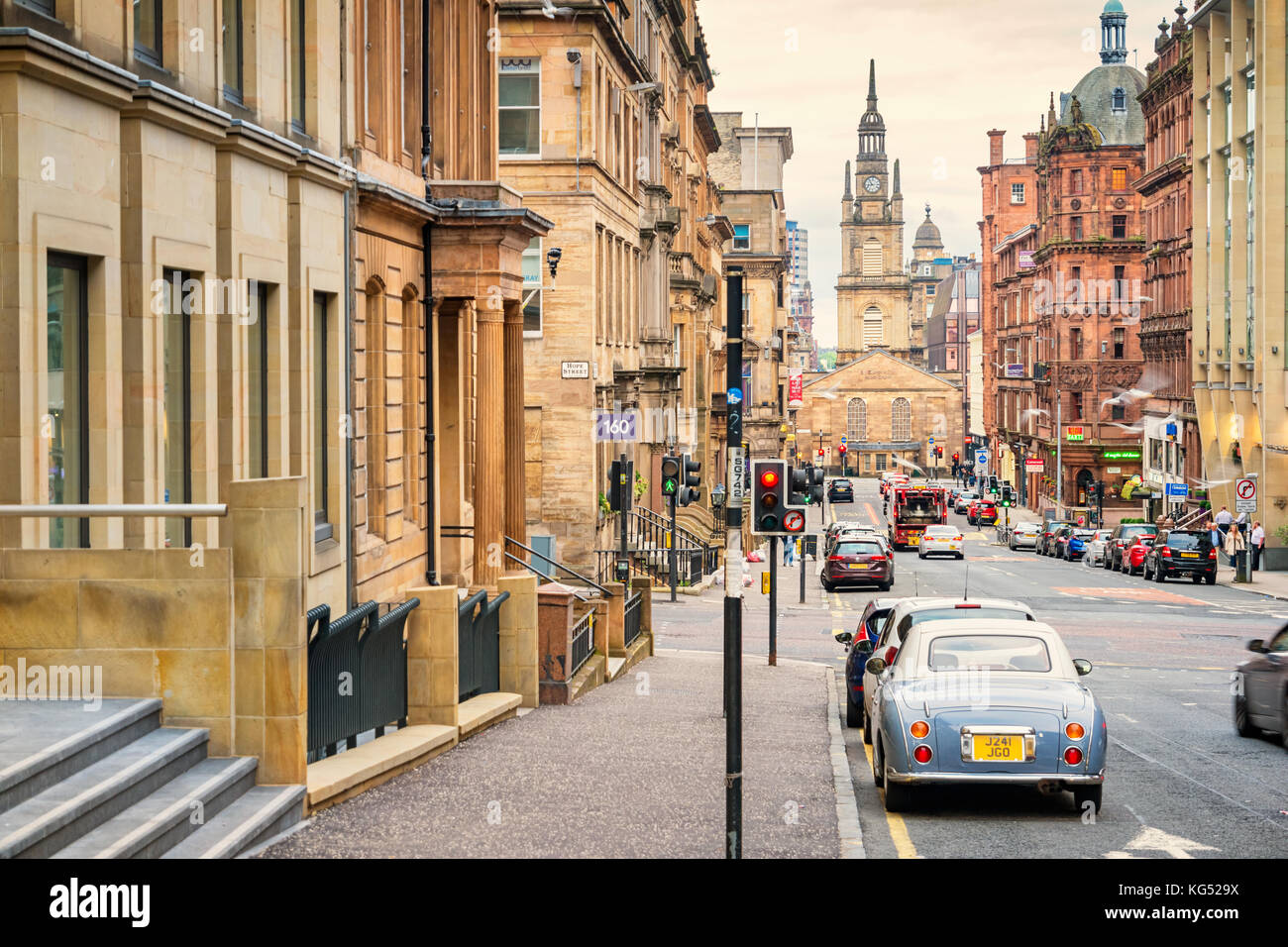 West George Street in der Innenstadt von Glasgow, Schottland, Großbritannien. Stockfoto
