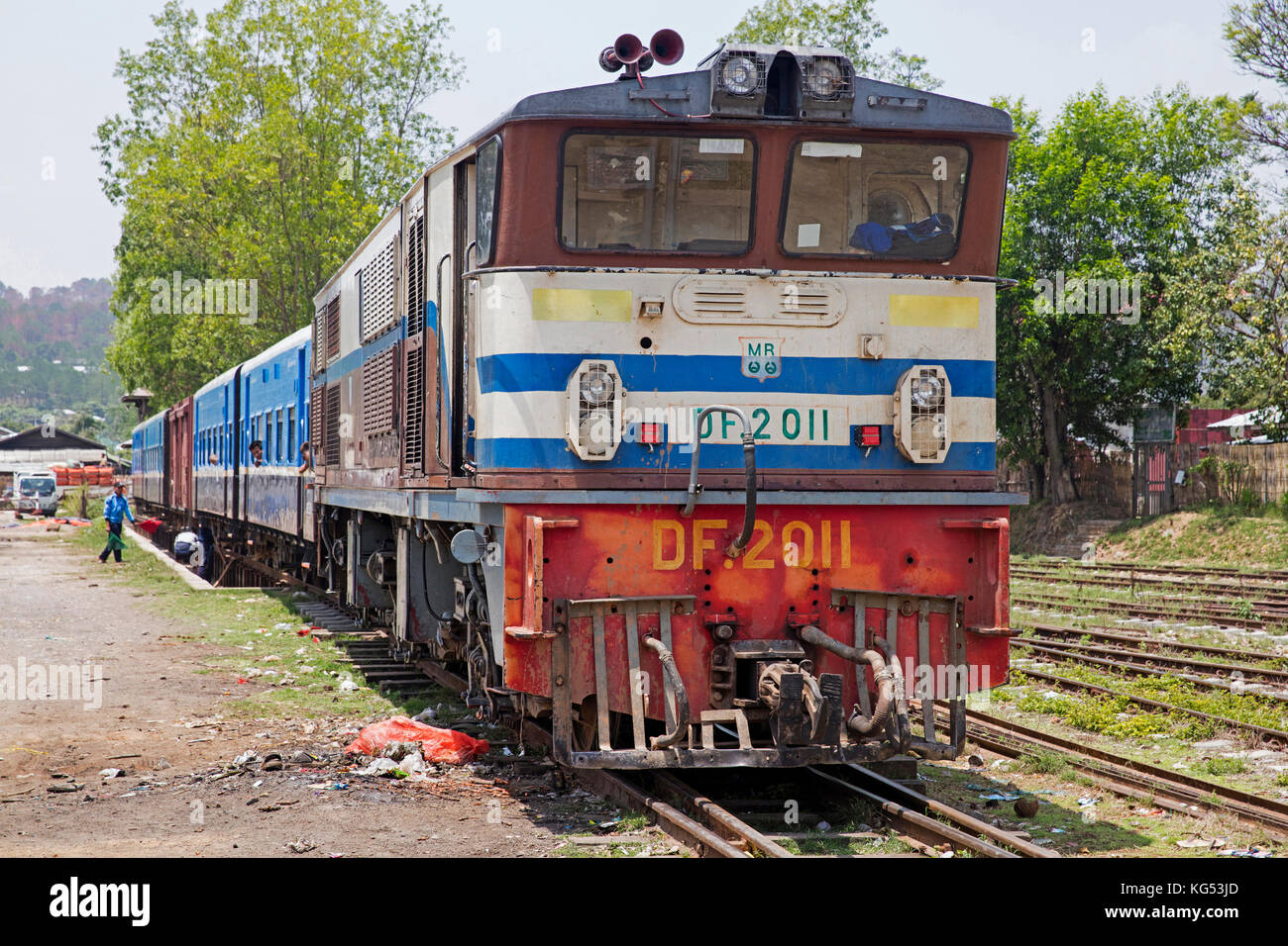 Alte Zug auf der Burma an der Stadt aungban im kalaw Township, Taunggyi, Shan Staat, Myanmar/Burma Stockfoto
