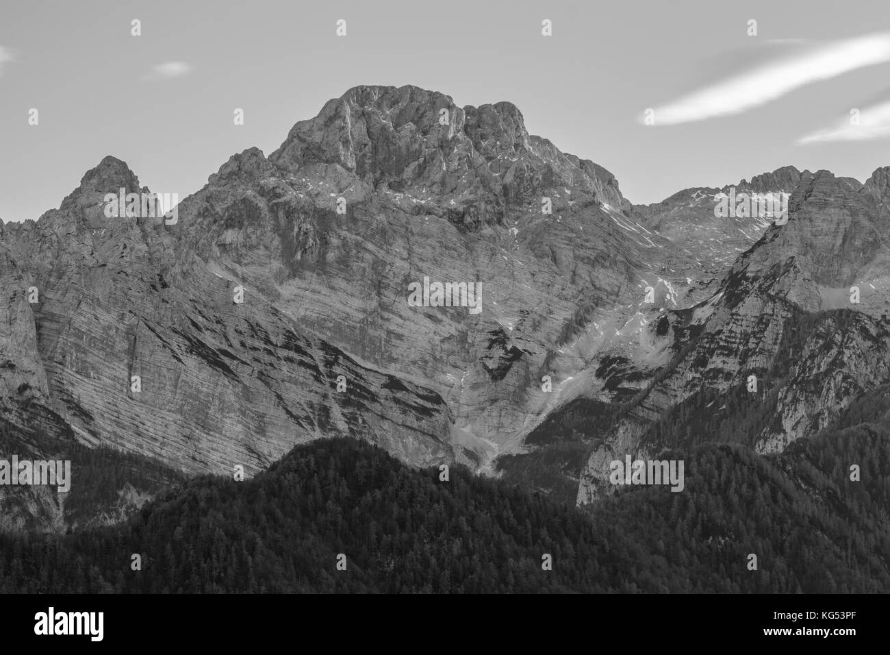 Bergblick im Triglav National Park im Jahr 2017 Stockfoto