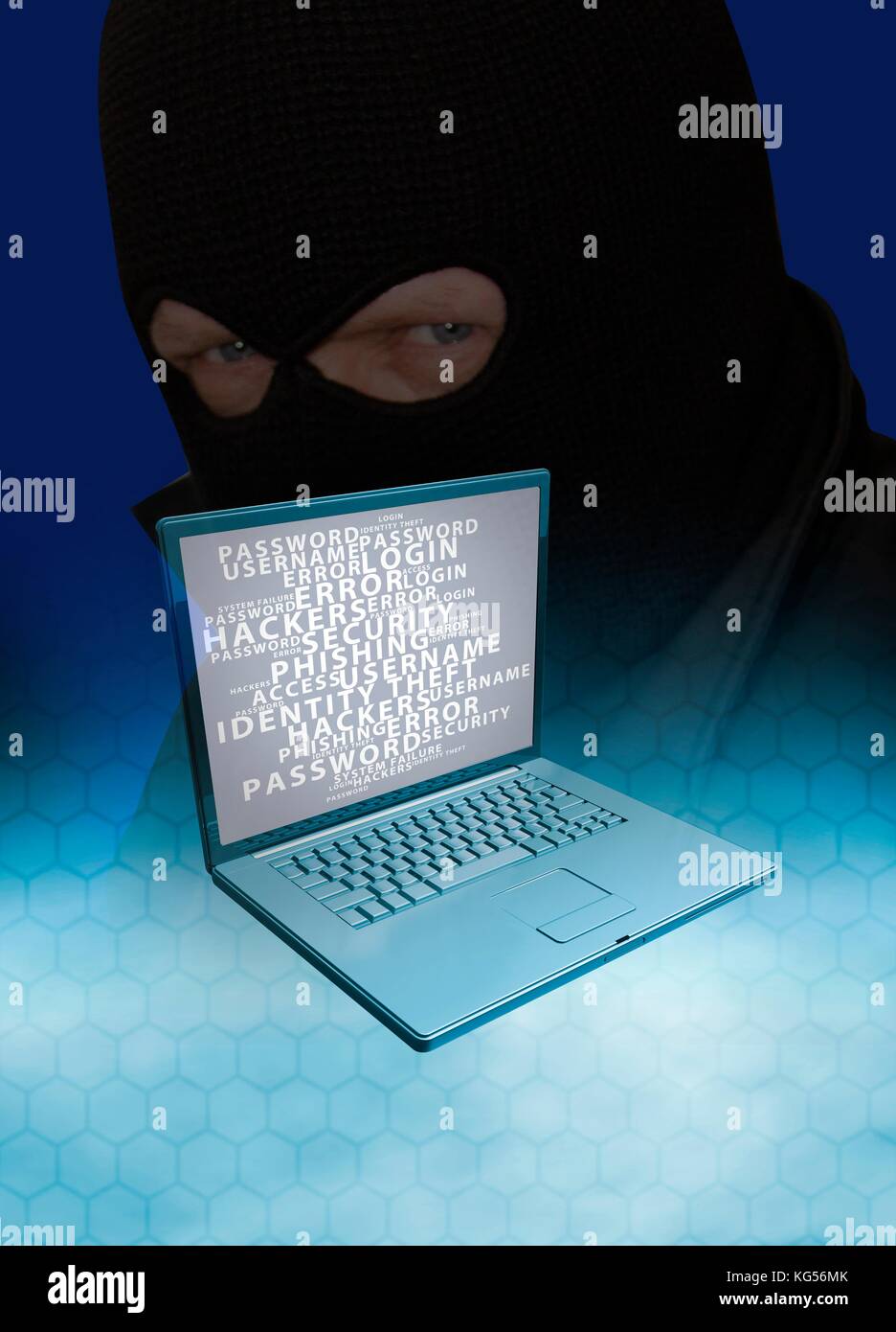 Laptop und Computer Hacker, Illustration. Stockfoto