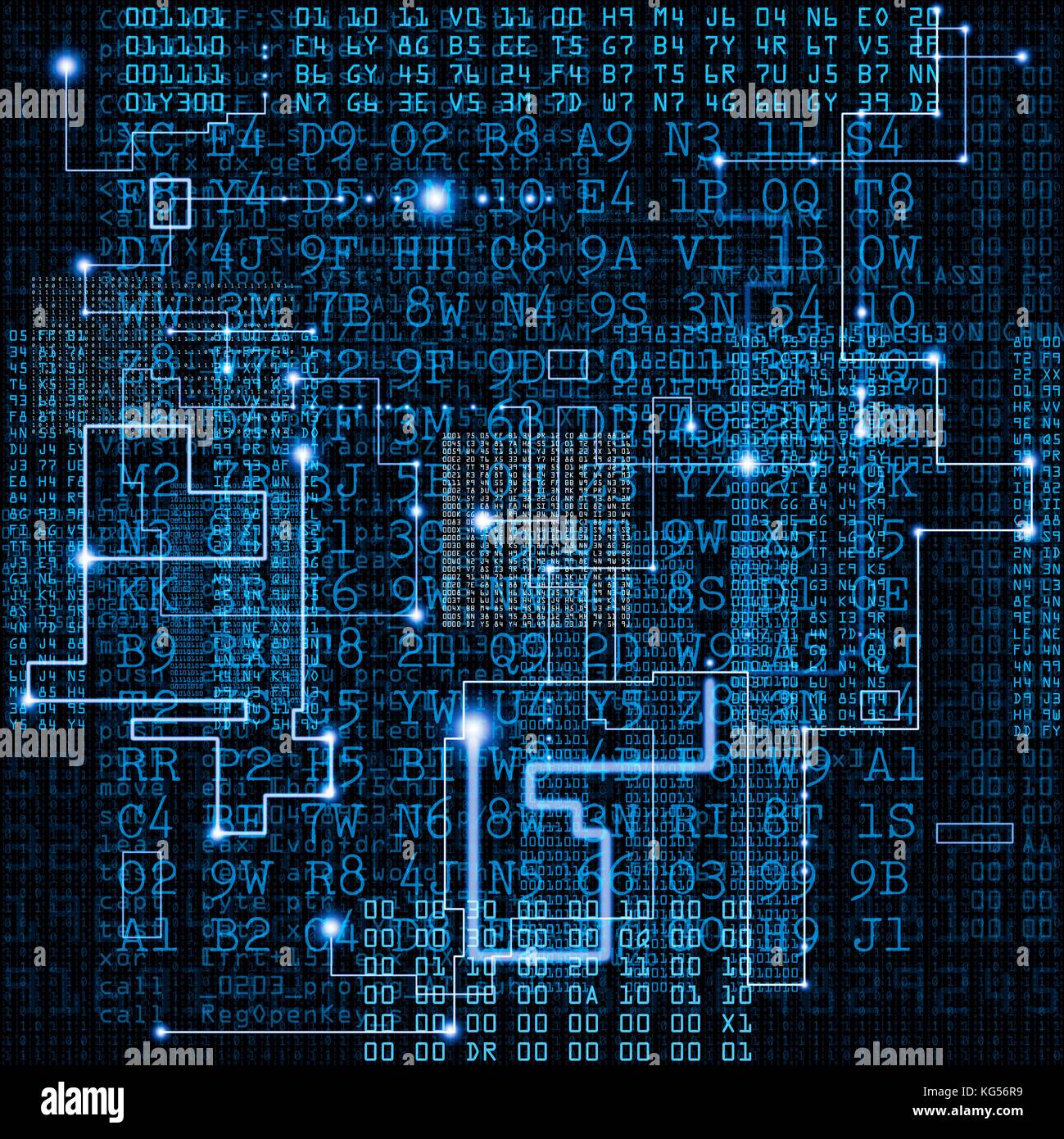Computer Codes, abstrakte Darstellung. Stockfoto