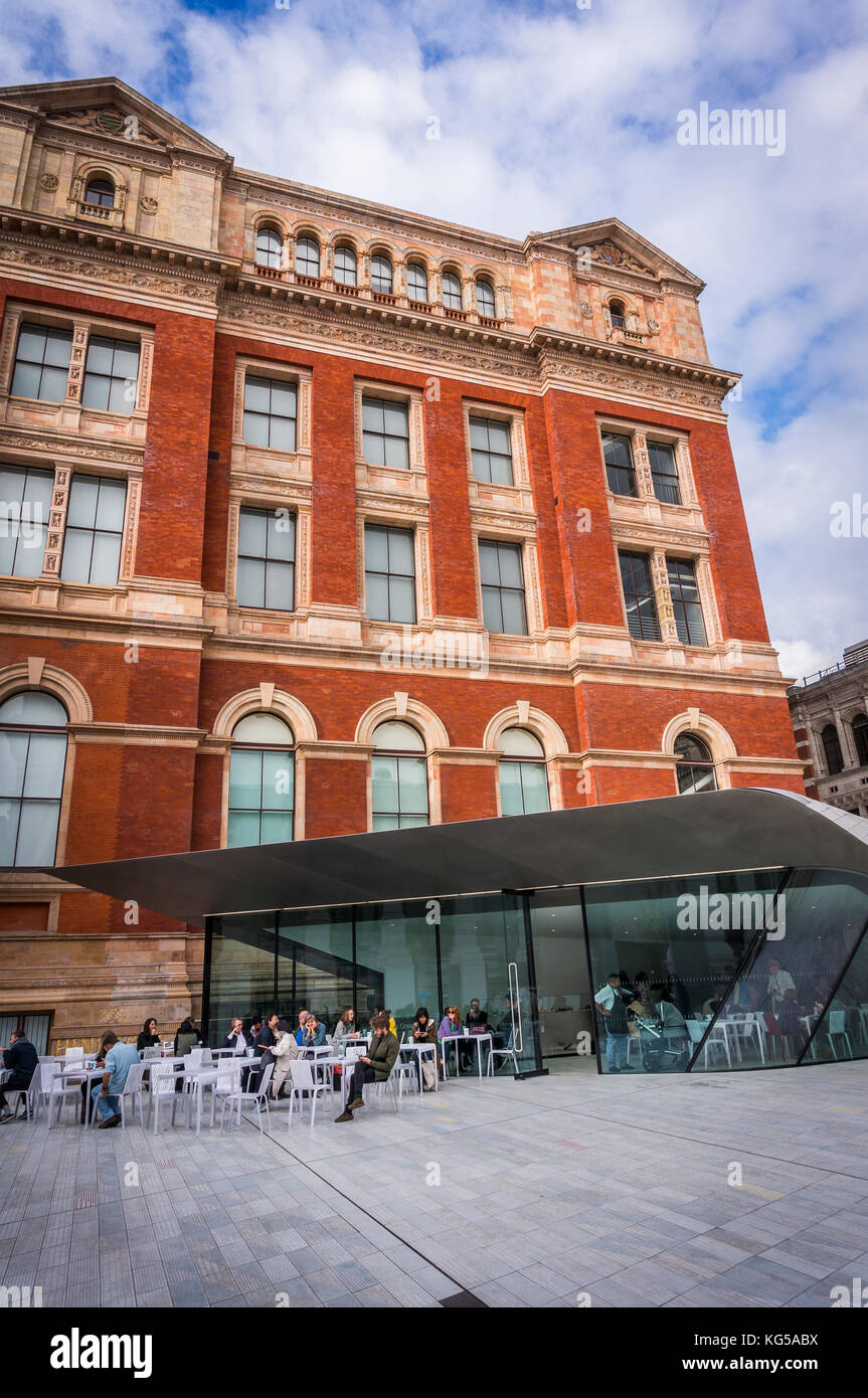 Neue Seite Eingang und Cafe für das V&A Museum von Amanda Levete Architects, London, UK konzipiert Stockfoto