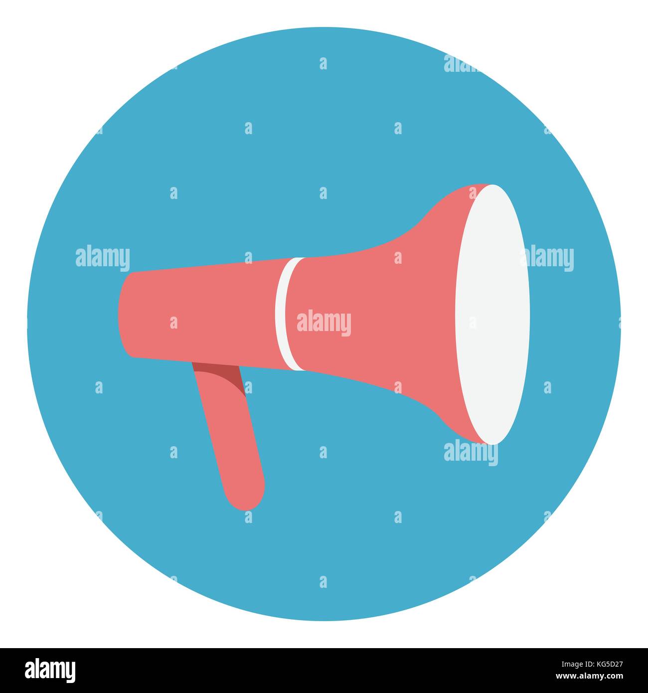 Megaphon oder Lautsprecher Symbol auf runder blauer Hintergrund Stock Vektor