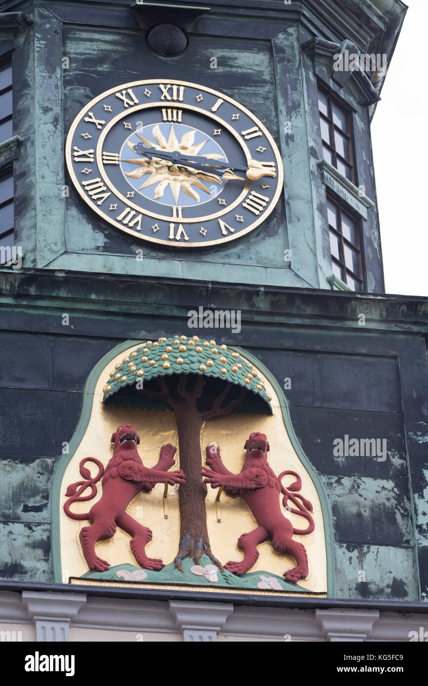 Deutschland, Sachsen, elbsandstein Hochland (elbsandsteingebirge), Nationalpark Sächsische Schweiz, Pirna, Rathaus Wecker Stockfoto