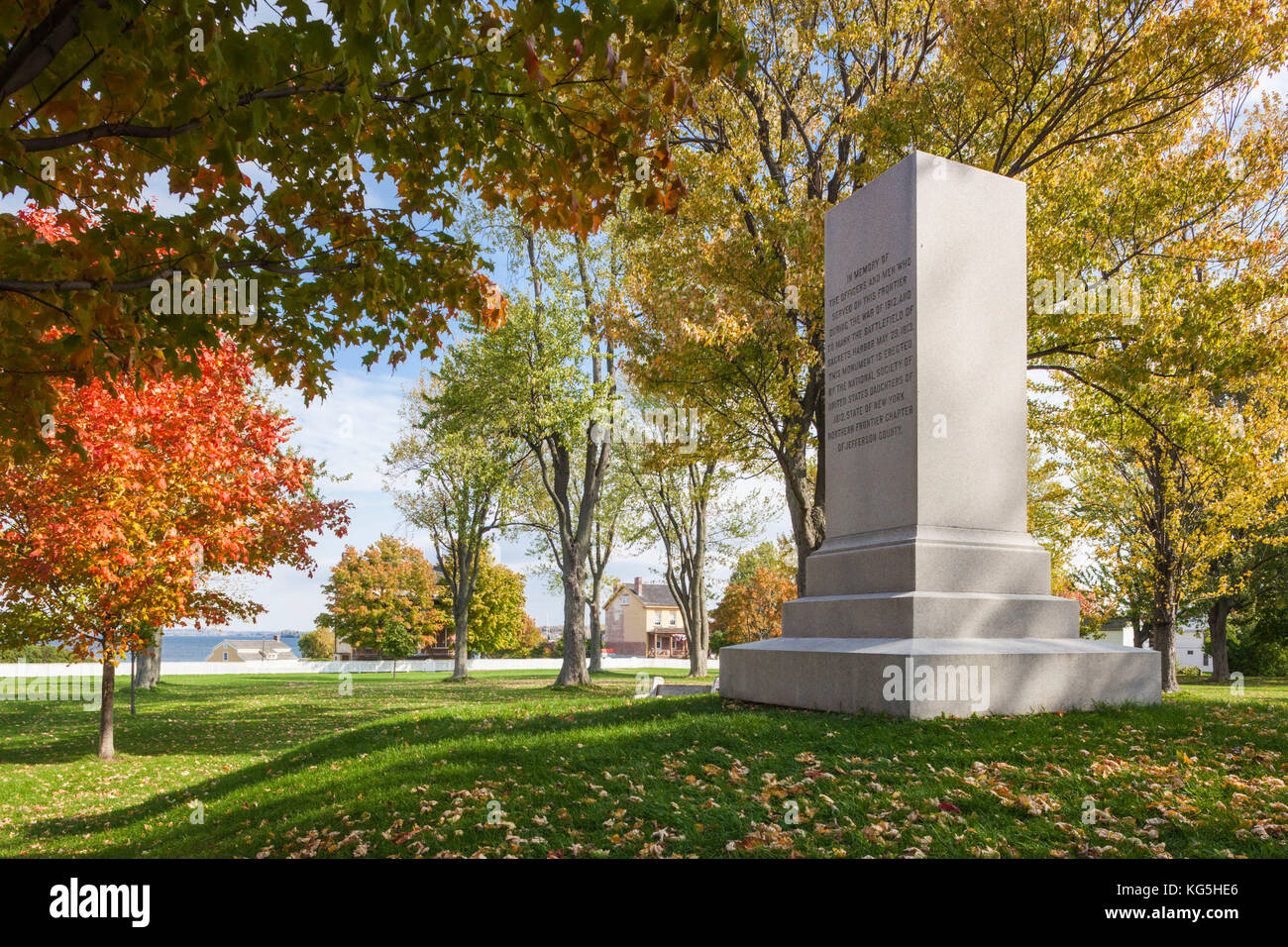 Usa, New York, Thousand Islands Region, Sackets Harbor, Sackets Harbor battlefield, battlefield vom Krieg von 1812, Monument Stockfoto