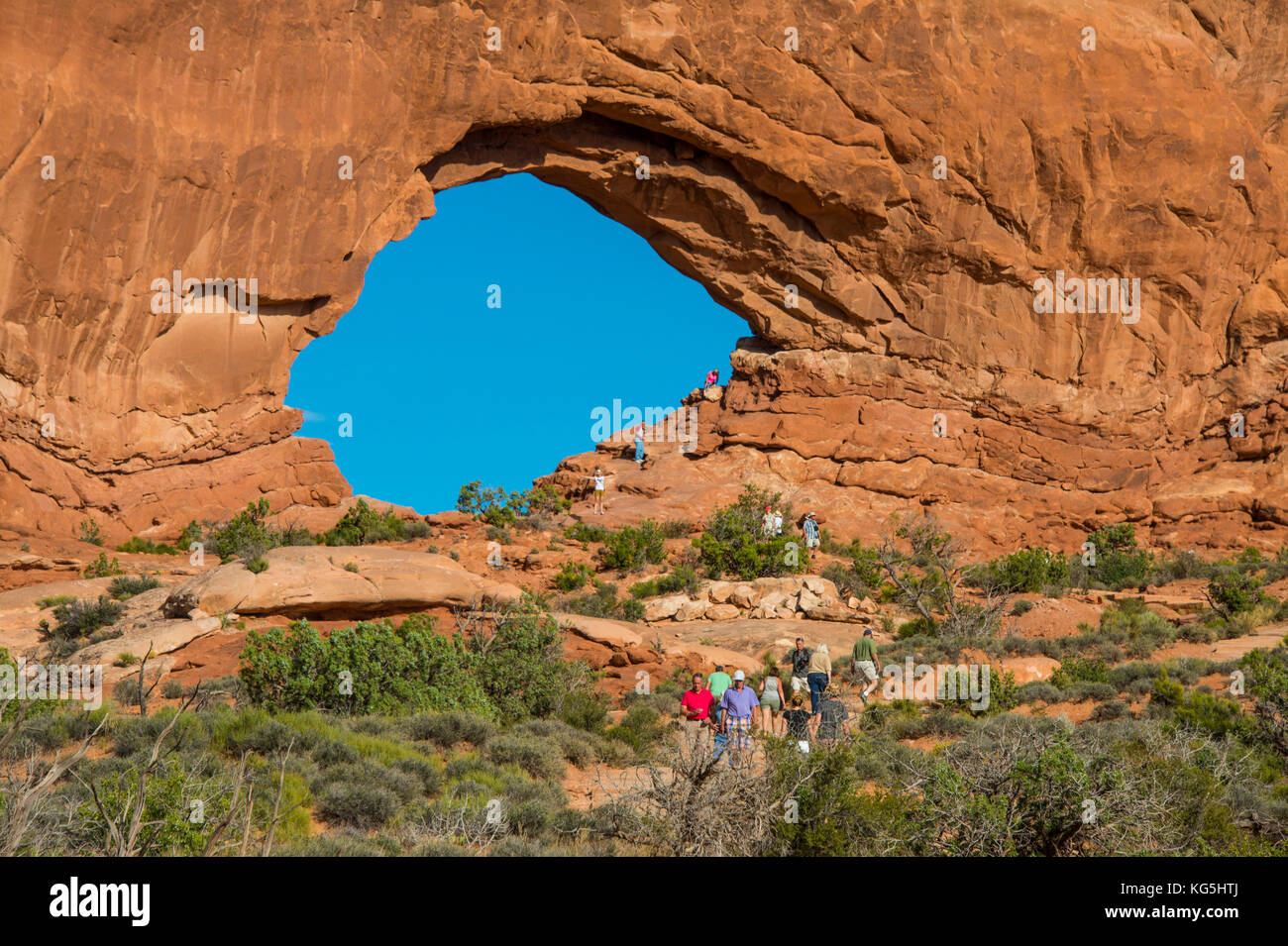 Norden Fenster Arch im Arches National Park, Utah, USA Stockfoto