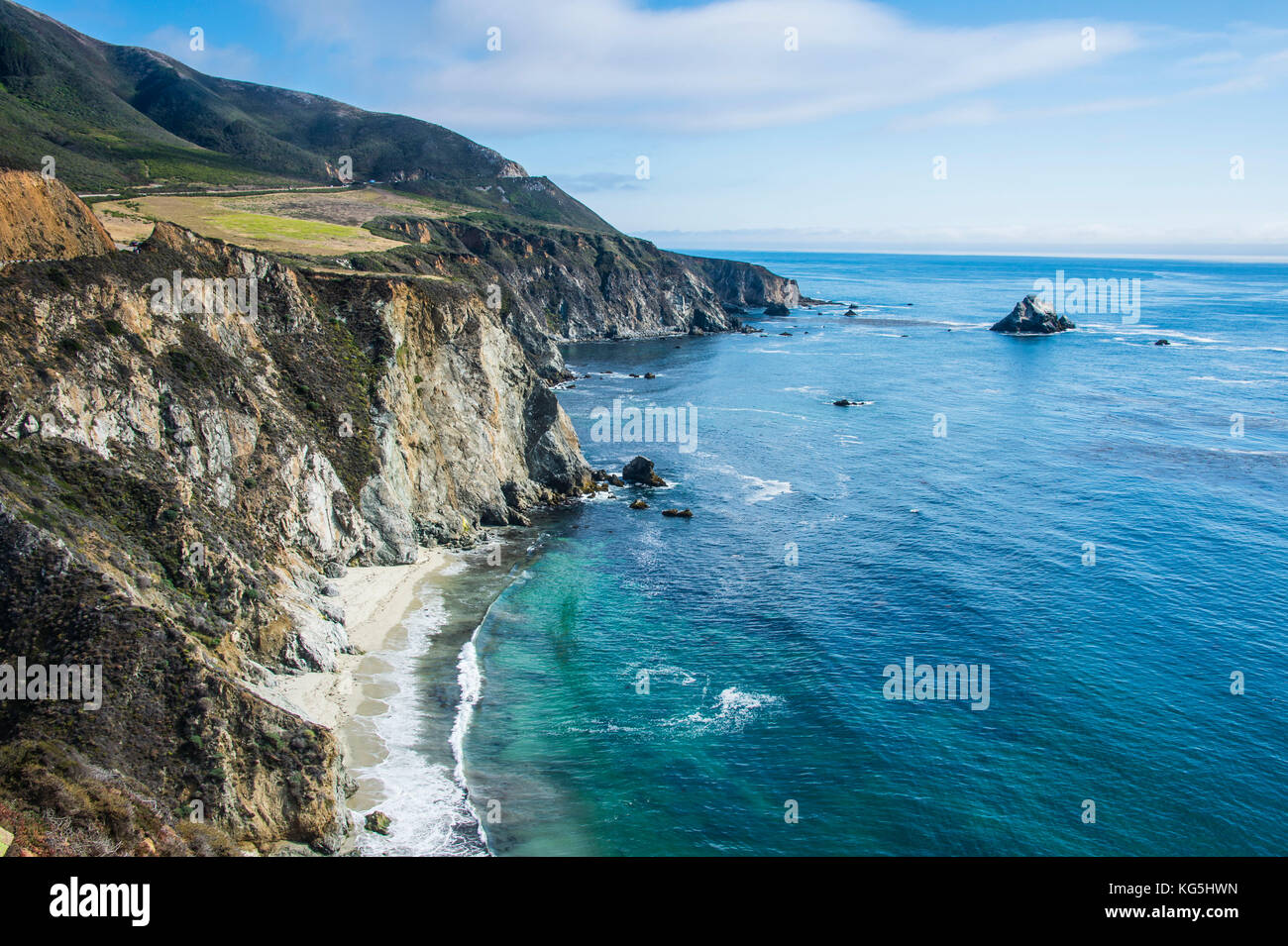 Die felsige Küste von Big Sur in der Nähe von bixby Bridge, Kalifornien, USA Stockfoto