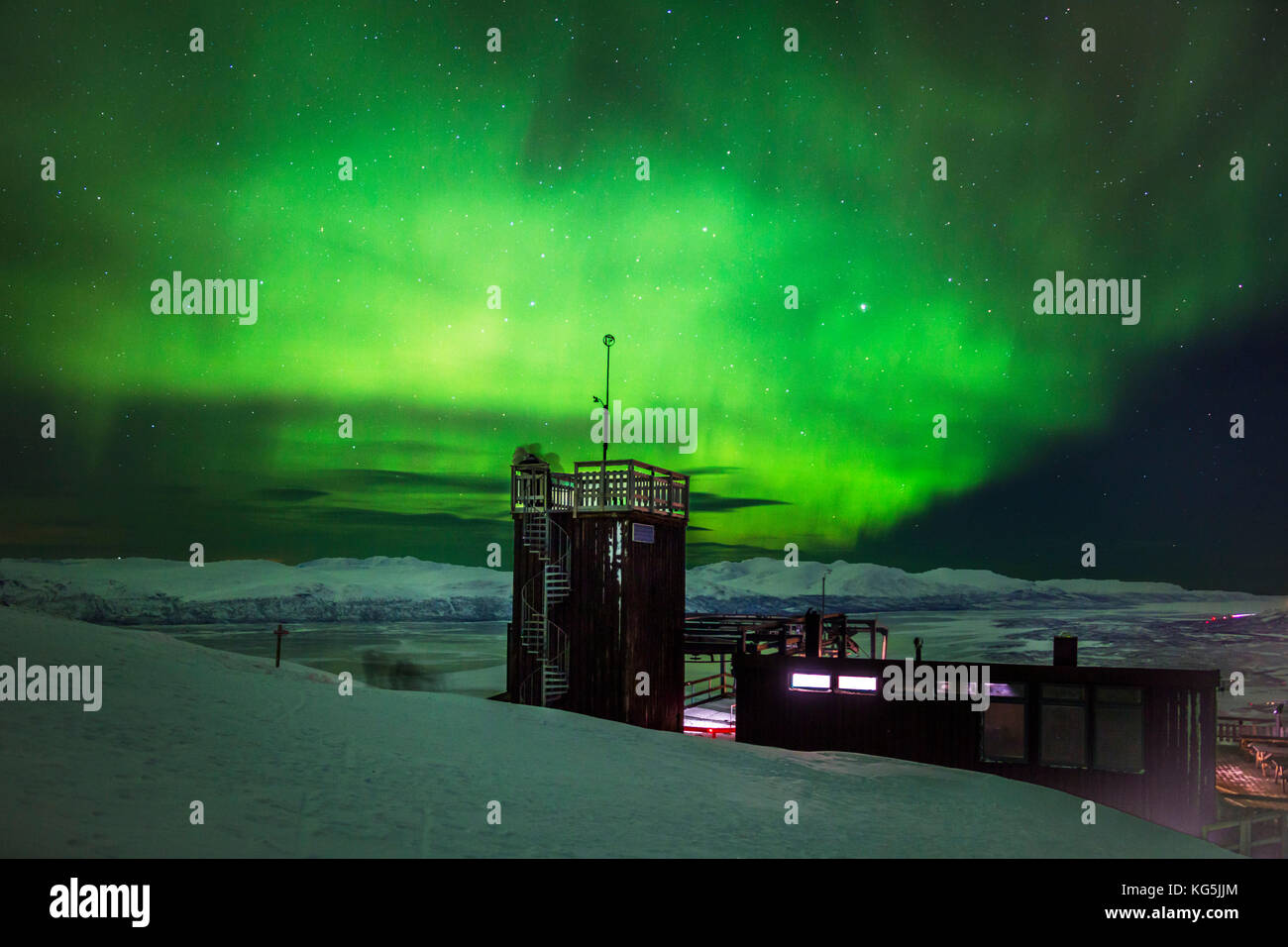 Aurora borealis oder northern lights am Abisko sky Station, abisko, Lappland, Schweden. kalte Temperaturen von bis zu -47 Grad Celsius. Stockfoto