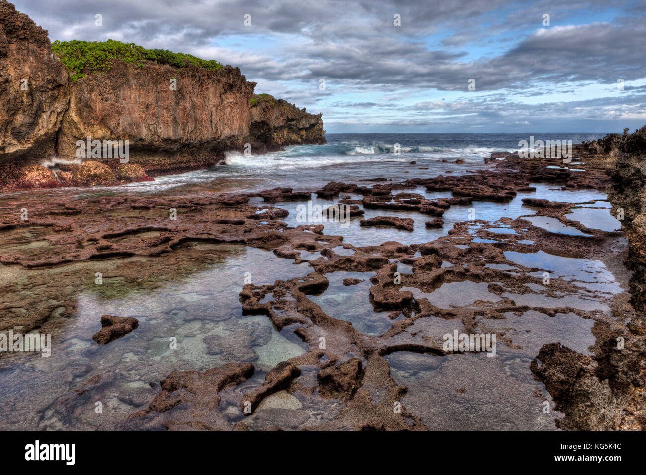Coral Rock Pools auf Lily Beach, Christmas Island, Australien Stockfoto