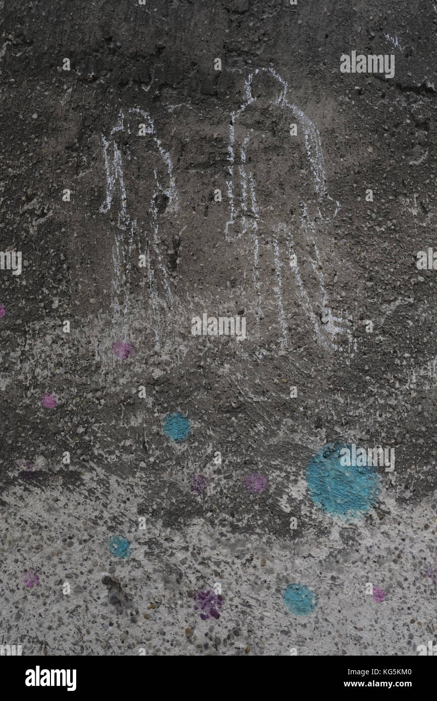 Europa, Österreich, Wien, Wand, Malerei, menschliche Silhouetten Stockfoto