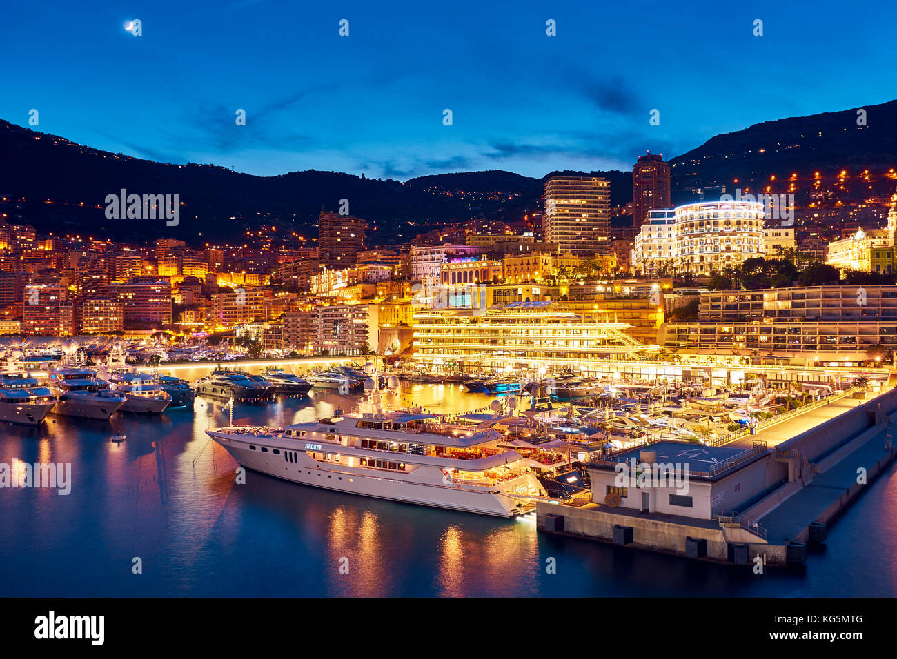 Montecarlo bei Nacht, Monaco, Fürstentum Monaco, Cote d'Azur, Südfrankreich, Westeuropa, Europa Stockfoto