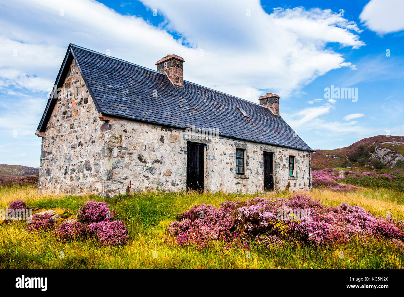 Einsame Hütte auf der North West Highlands von Schottland. Stockfoto