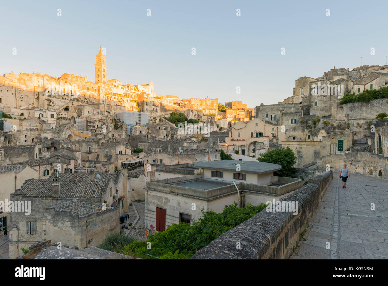 Panoramablick von Matera, Europa, Italien, Region Basilikata, Matera Bezirk Stockfoto