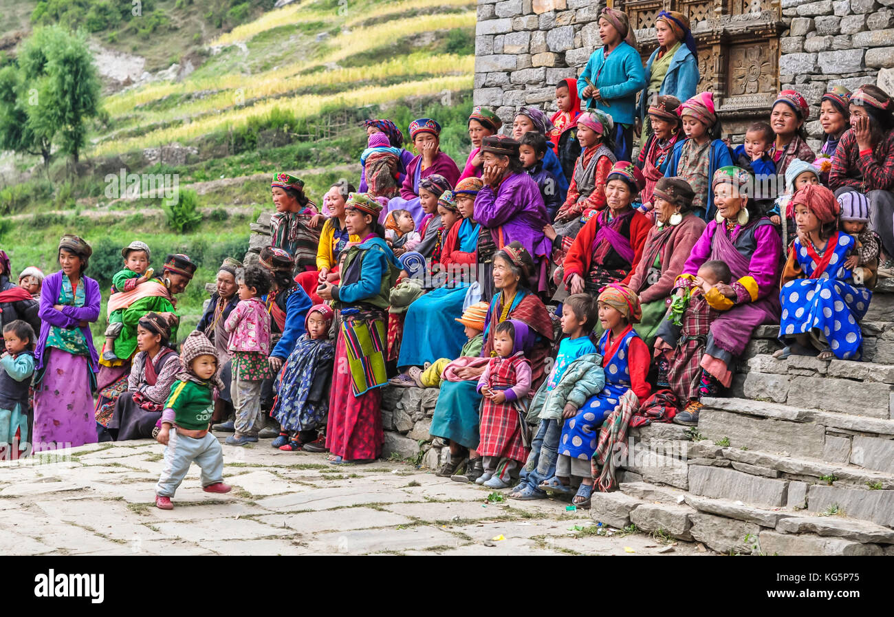 Dorffest in gatlang, Rasuwa District, bagmati Region, Nepal, Asien Stockfoto