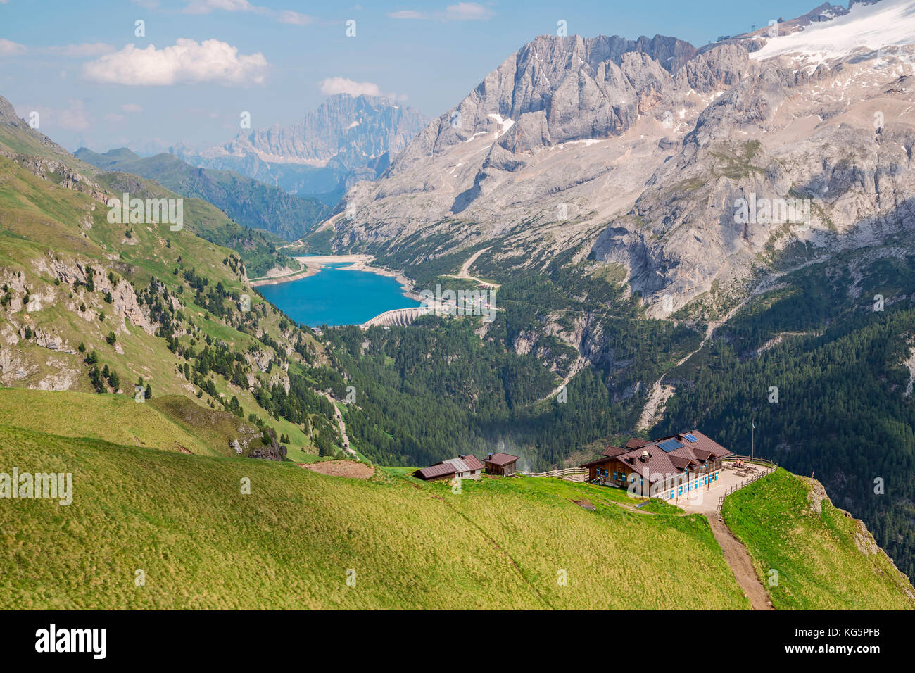 Sentiero delle Alte Creste, Rifugio viel Dal Pan, Canazei, Trient, Trentino, Südtirol, Italien, Europa Stockfoto