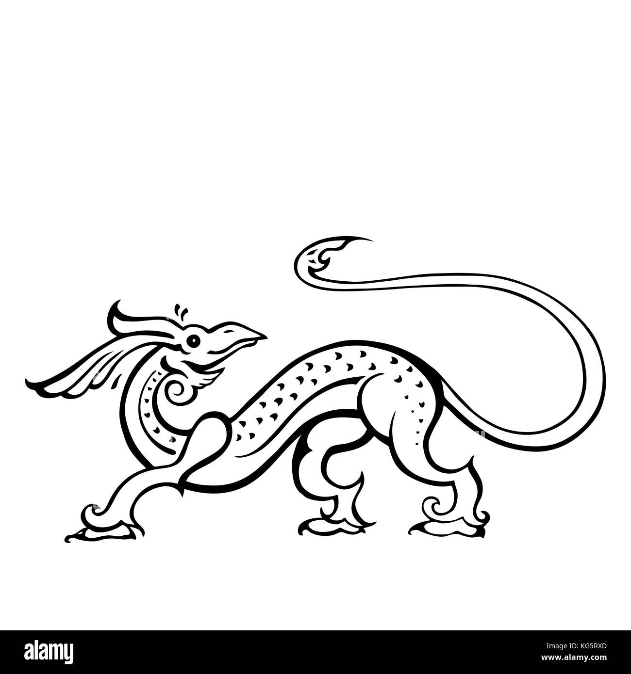 Drachen. traditionellen Vector Illustration. Ethnische Tattoo Style Stock Vektor