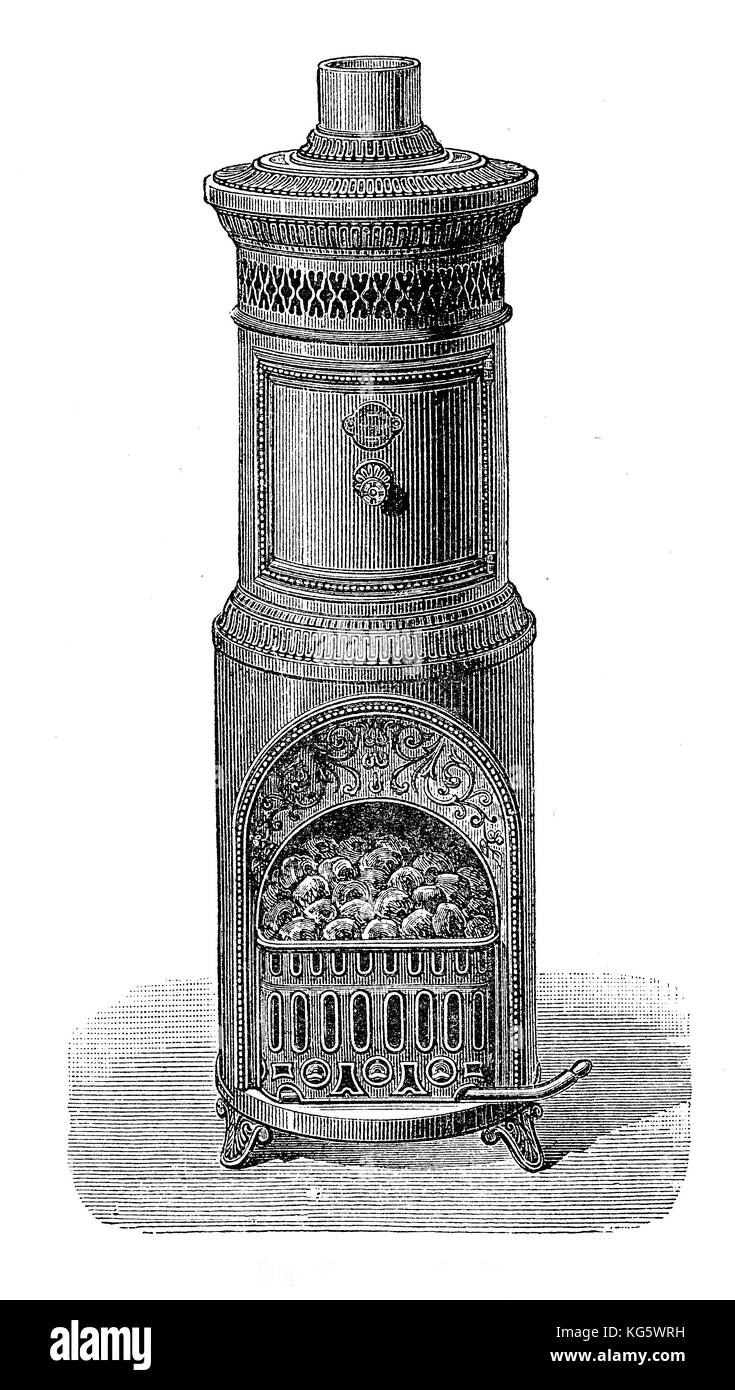 Kohleofen, als Heizgerät, XIX Jahrhundert Stockfoto