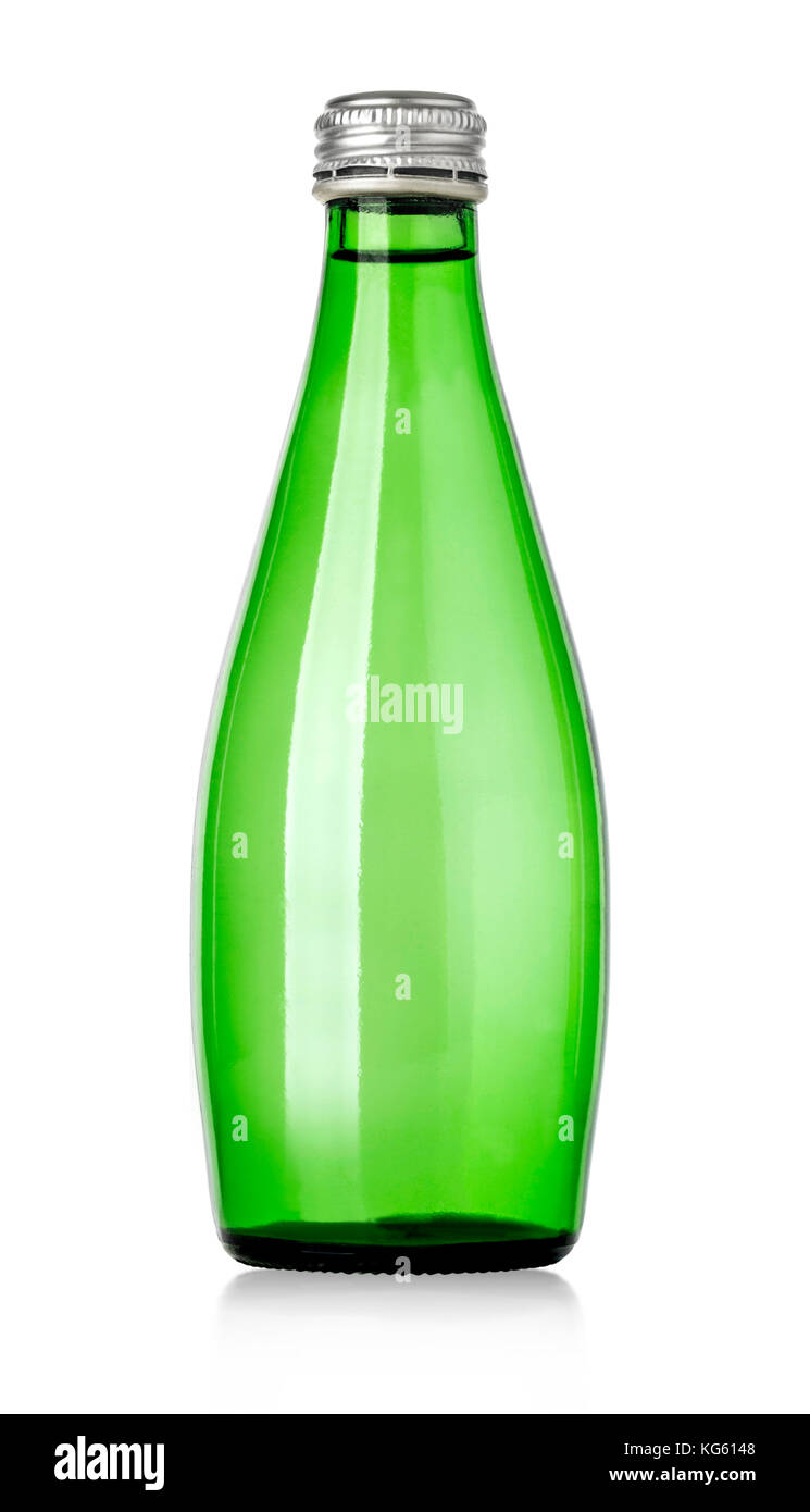Glas Flasche Sodawasser mit Freistellungspfaden. auf weißem Hintergrund Stockfoto