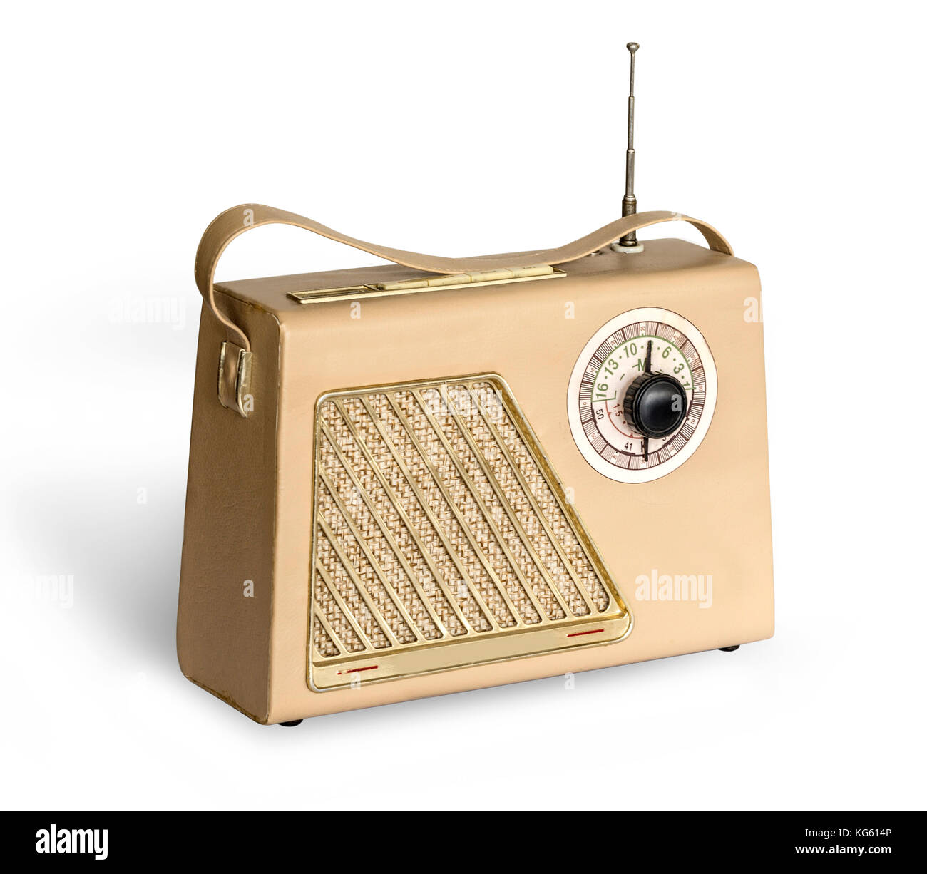 Alte vintage retro style Radio Receiver auf weißem Hintergrund mit Freistellungspfad isoliert Stockfoto