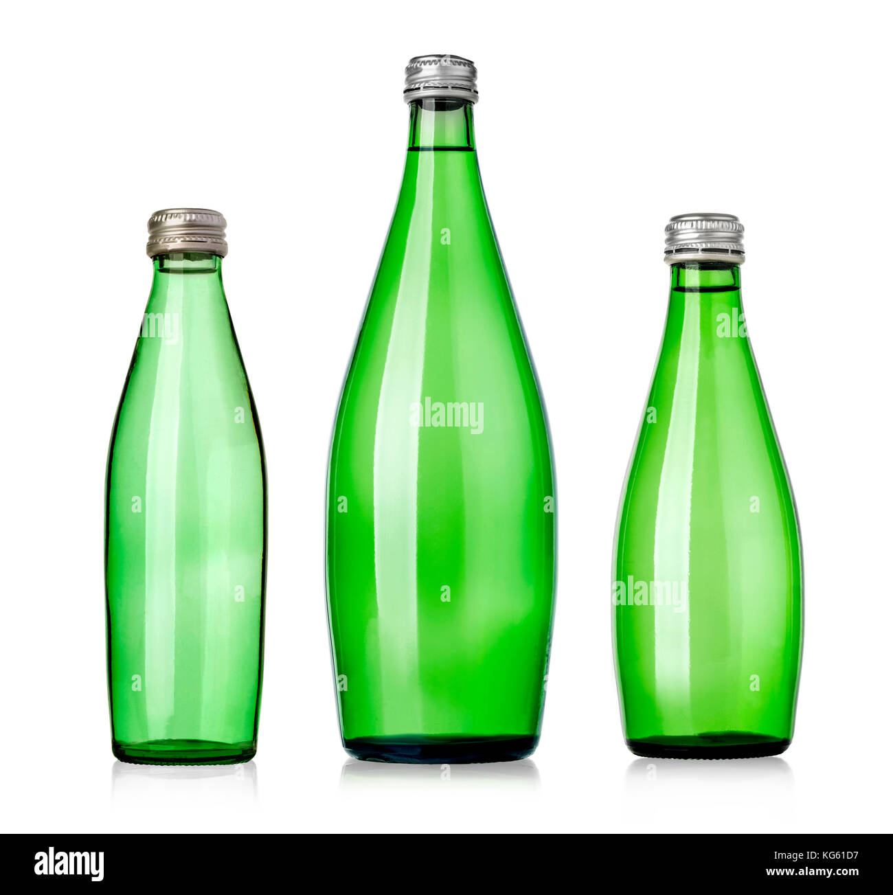 Glas Flasche Sodawasser. auf weißem Hintergrund Stockfoto