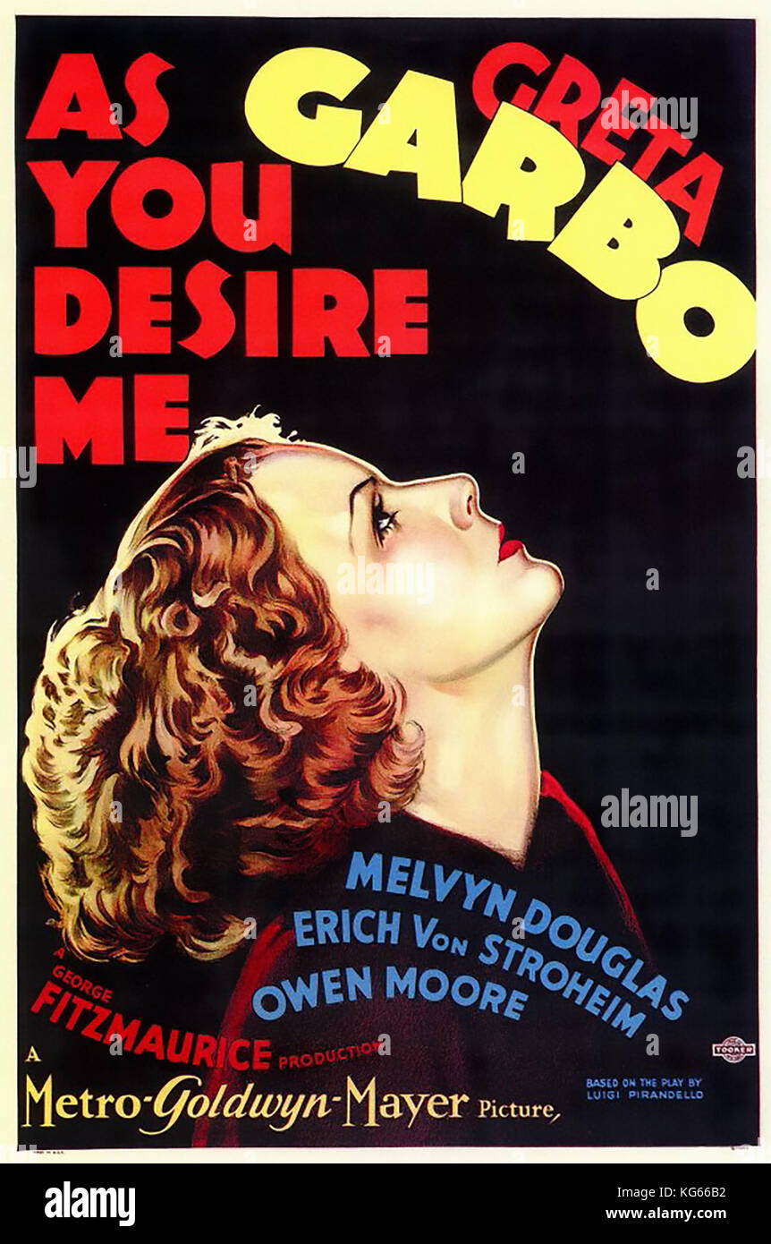 WIE SIE Lust mir 1932 MGM film mit Greta Garbo Stockfoto