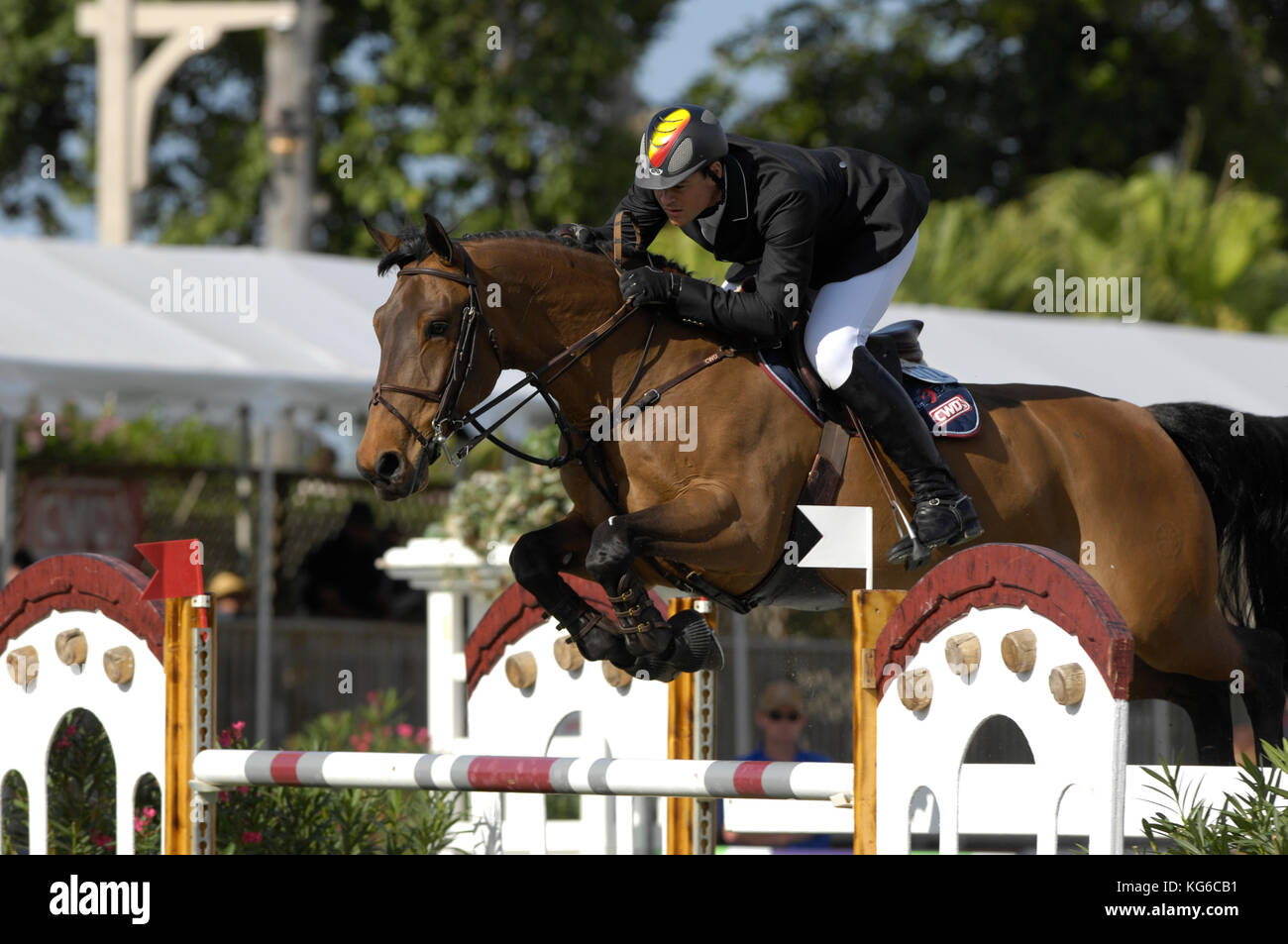 François Mathy (BEL), Undercover Agent, Winter Equestrian Festival, Wellington, Florida, im Februar 2007, CSIO Willkommen Beteiligung Stockfoto