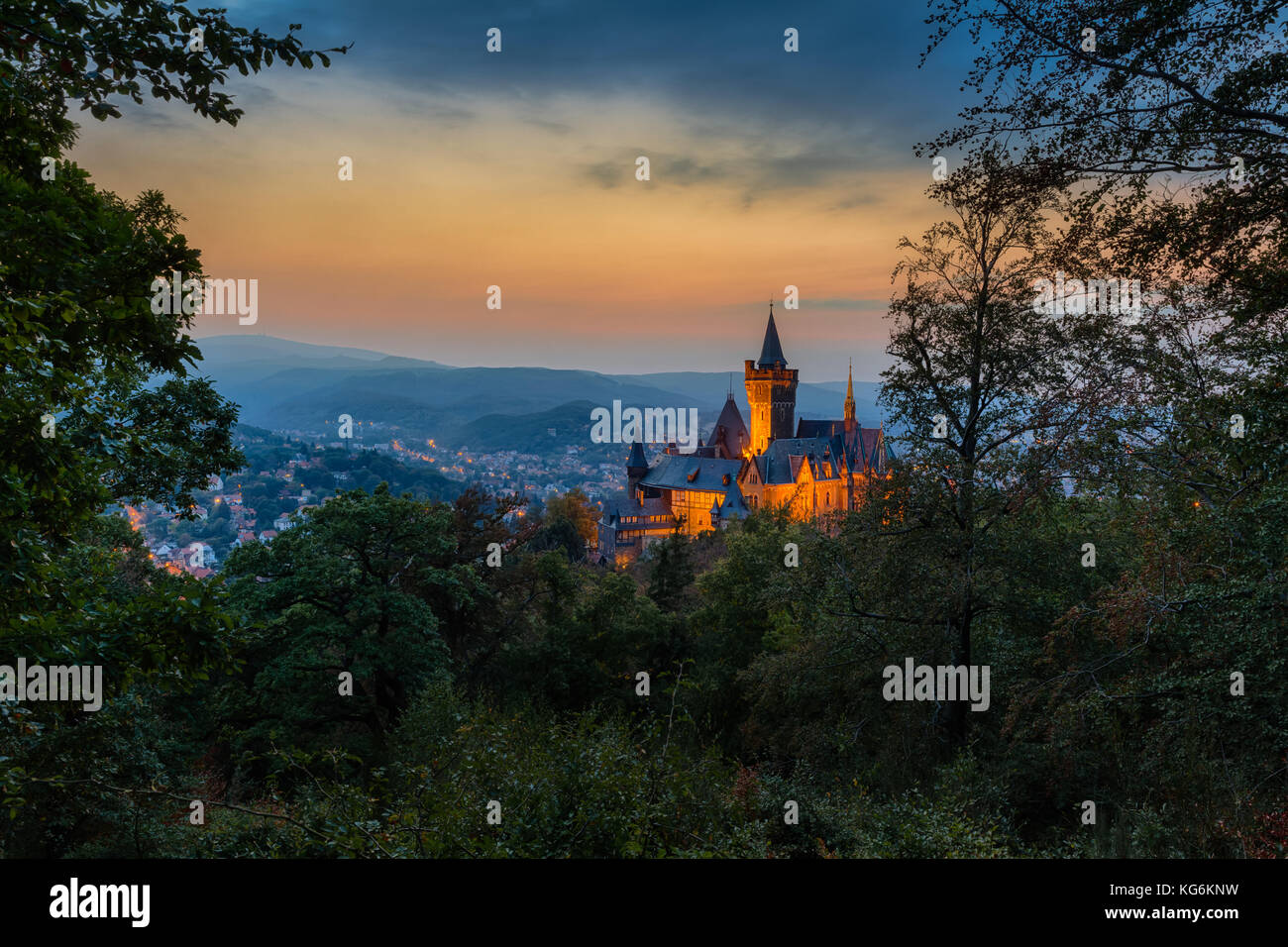 Blick auf das Schloss Wernigerode Harz Stockfoto