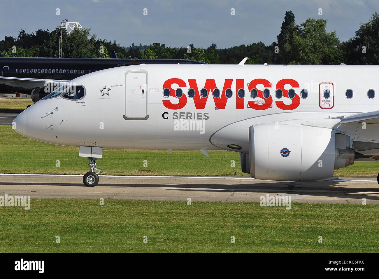 Bombardier c-Serie airliner von Swiss Airlines Stockfoto