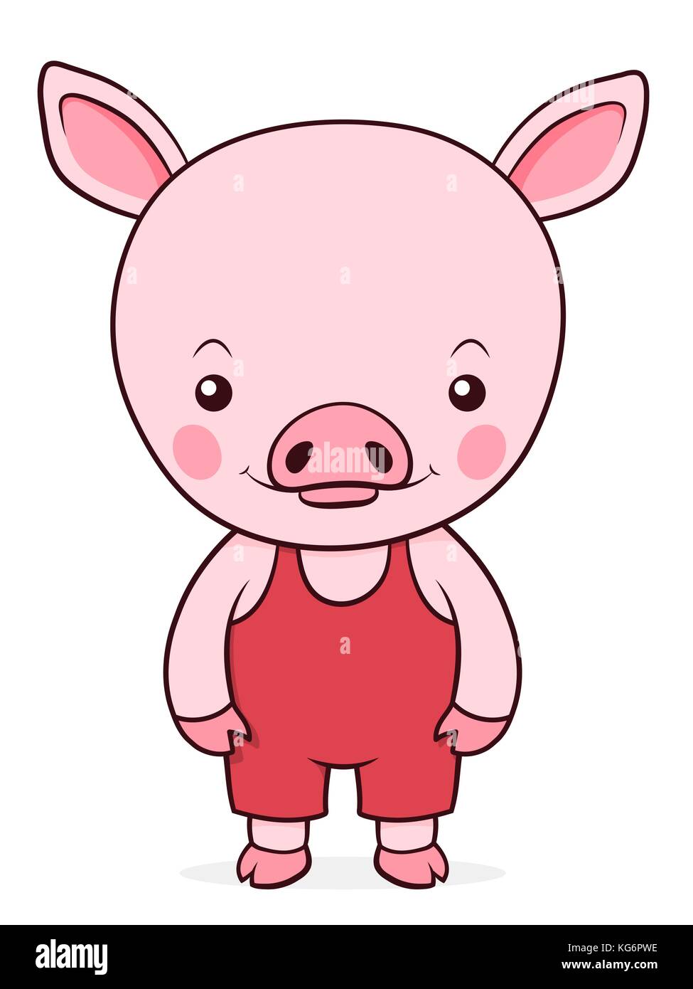 Cute Baby Schwein cartoon mit roten bib Gesamt - Vector Illustration Stock Vektor