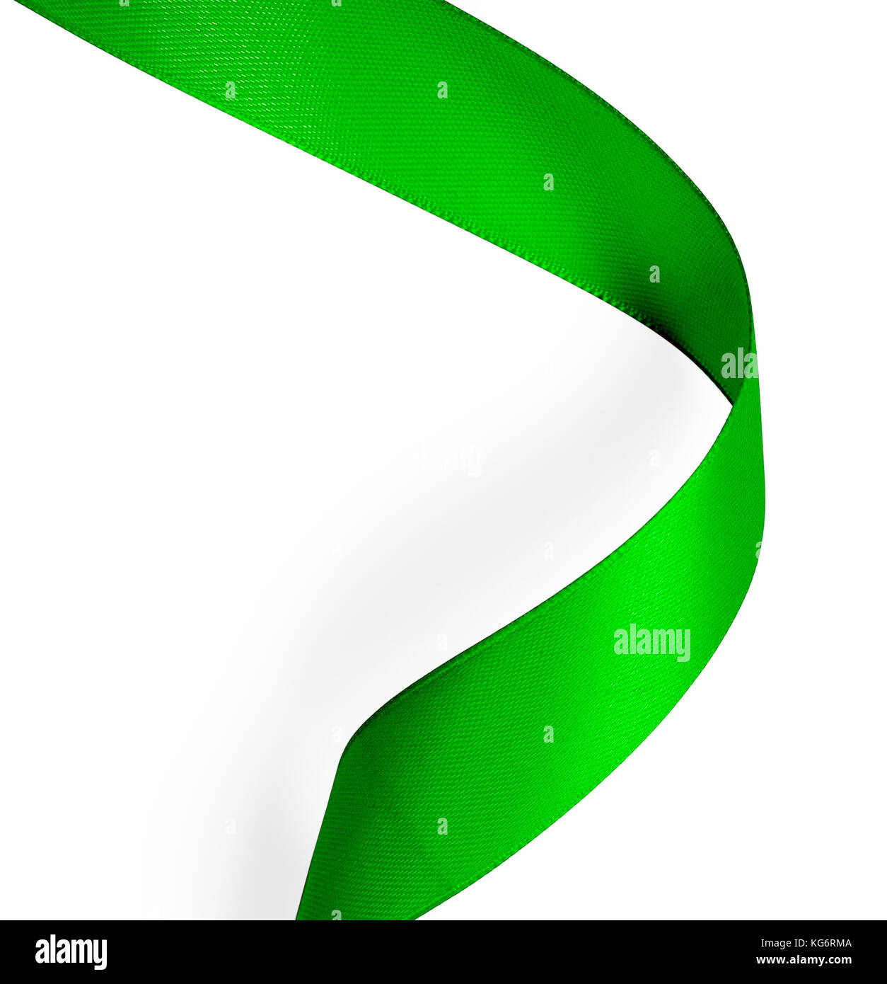 Grüne Band auf weißem Hintergrund. mit Freistellungspfad Stockfoto