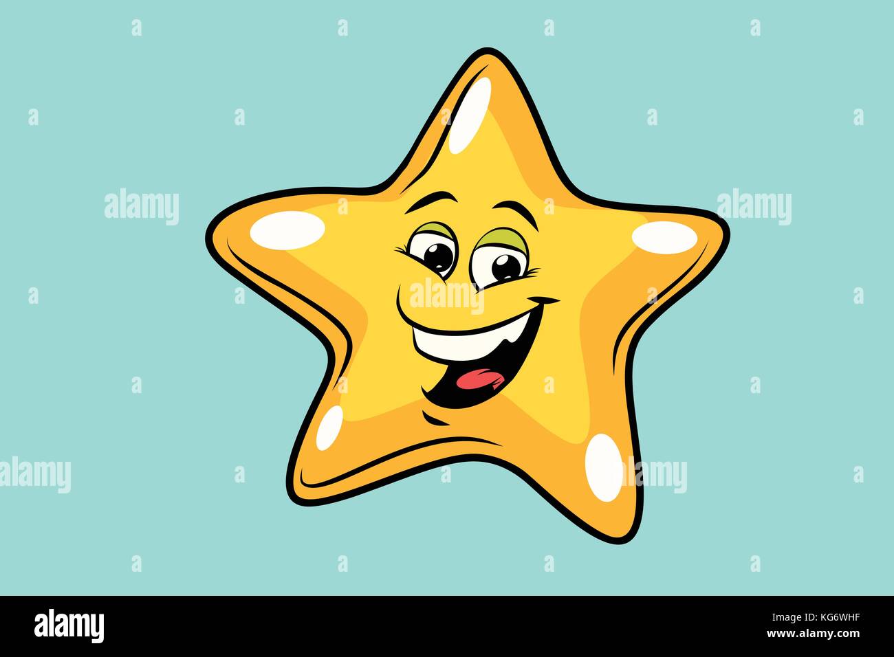 Gold Star cute Smiley Charakter. Comic cartoon Pop Art Illustration retro Vektor Stock Vektor