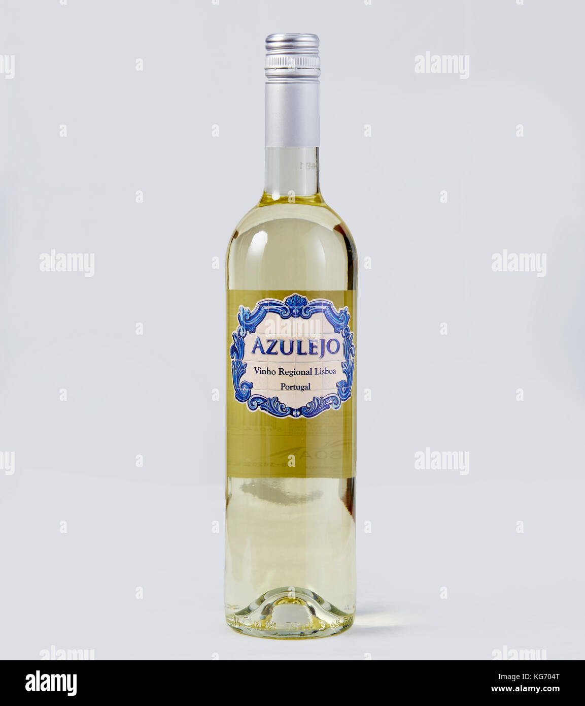 Flasche Azulejo leichte Vinho Weißwein Stockfoto